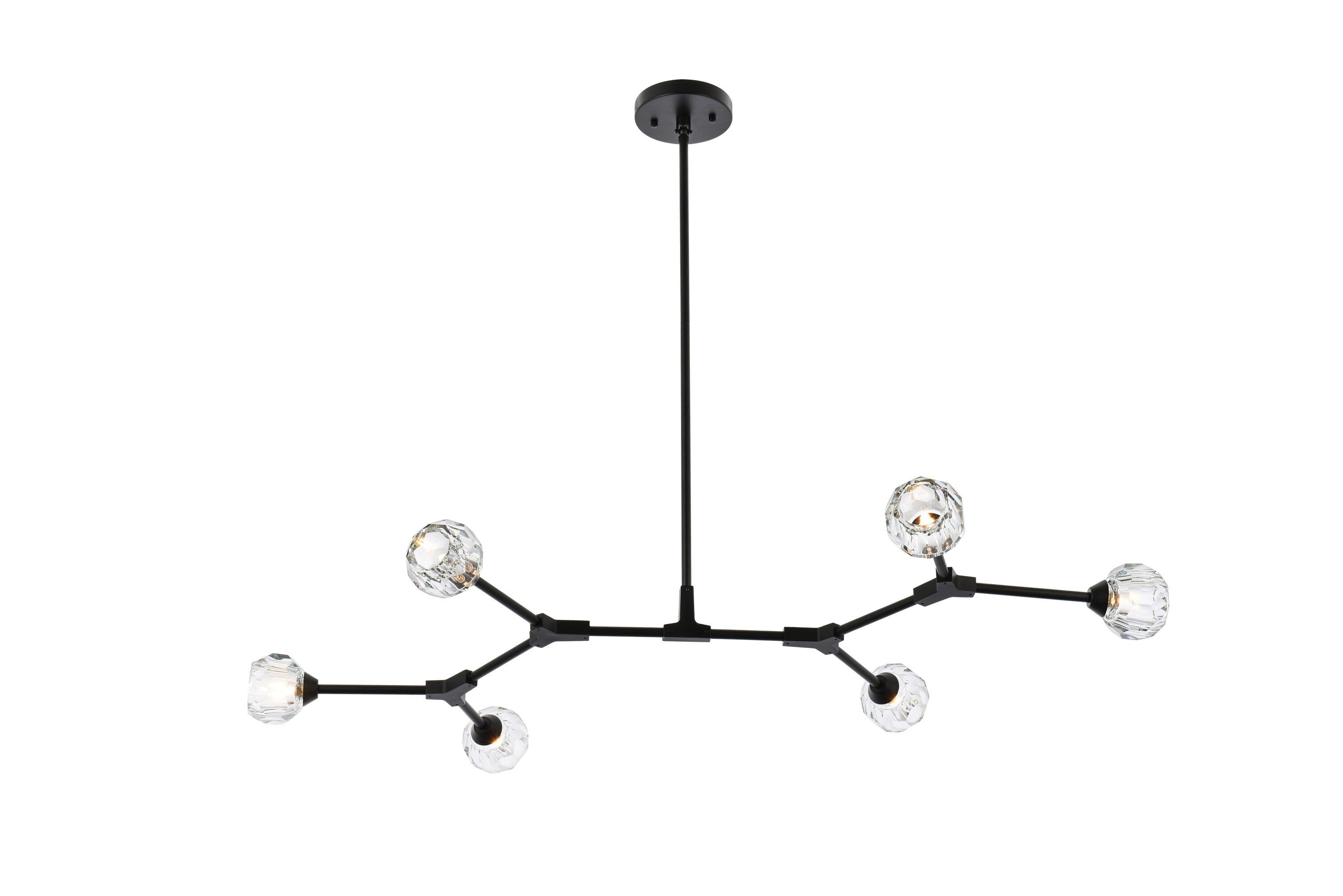 Elegant Lighting Zayne 6 Light Pendant in Black