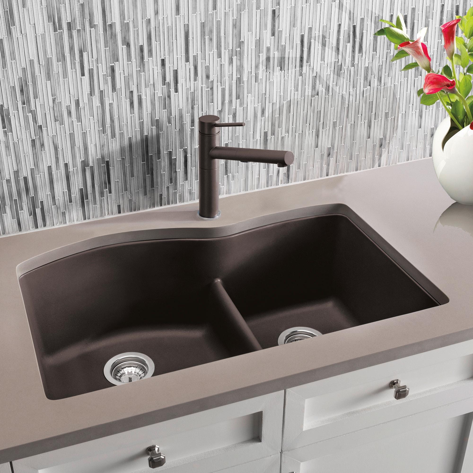 Diamond SILGRANIT 32" 60/40 Double Bowl Undermount Kitchen Sink with Low Divide