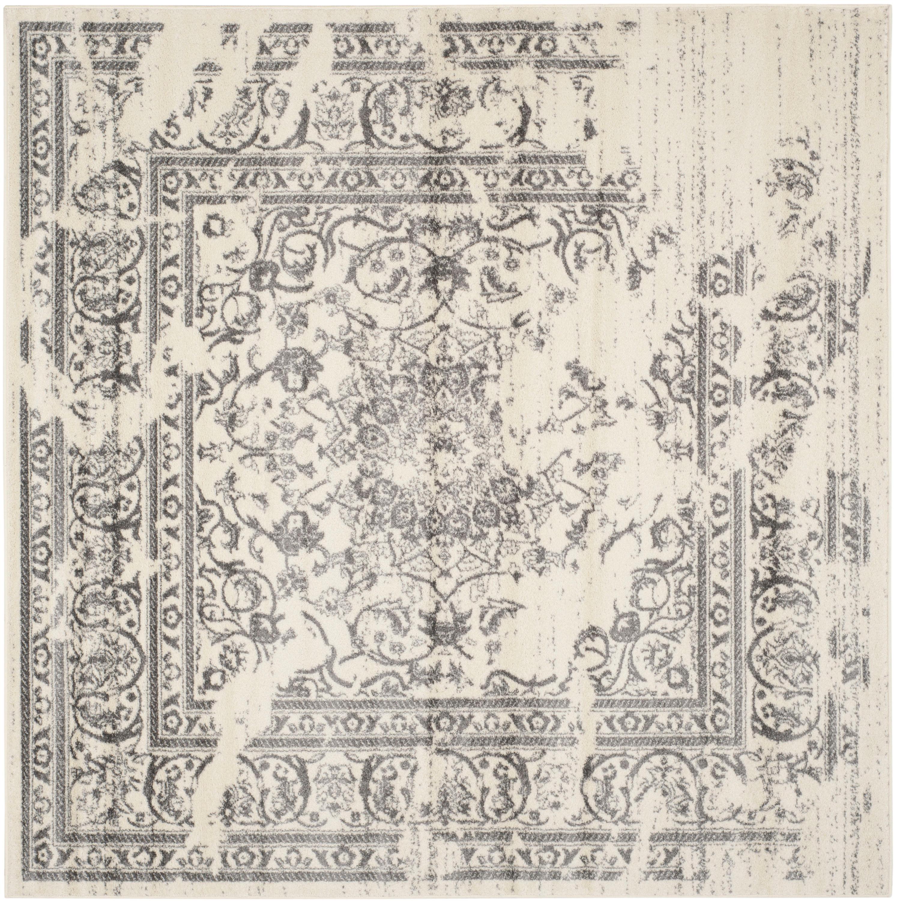 Adirondack ADR101 Power Loomed Area Rug - Ivory/Silver - 8'x8' - Safavieh.