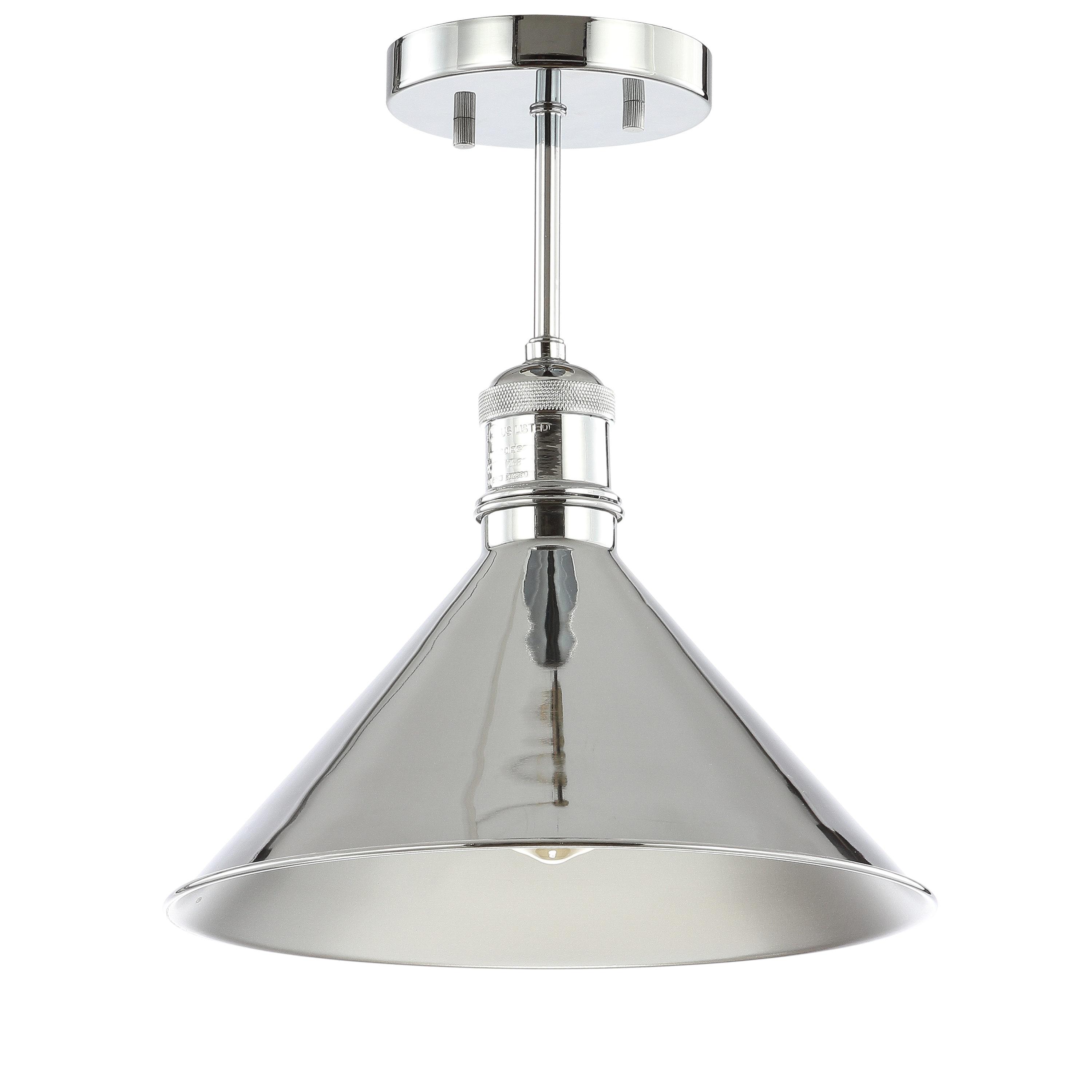 Nick 11" Chrome Metal LED Semi-Flush Mount Ceiling Light