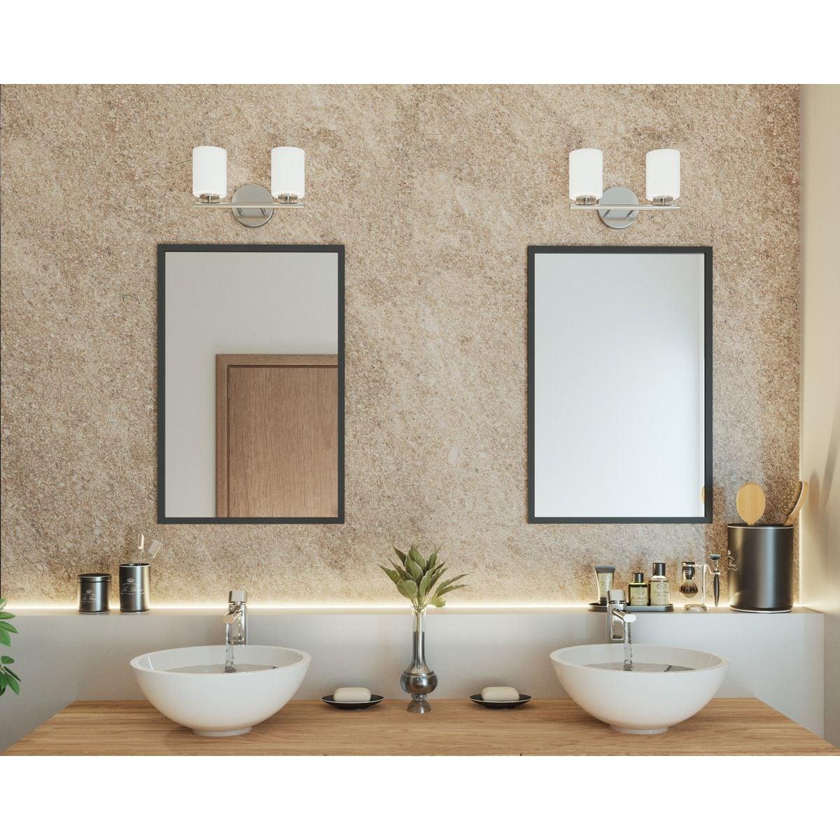 Progress Lighting Replay Collection 2-Light Bath Vanity, Polished Nickel, Shade Included