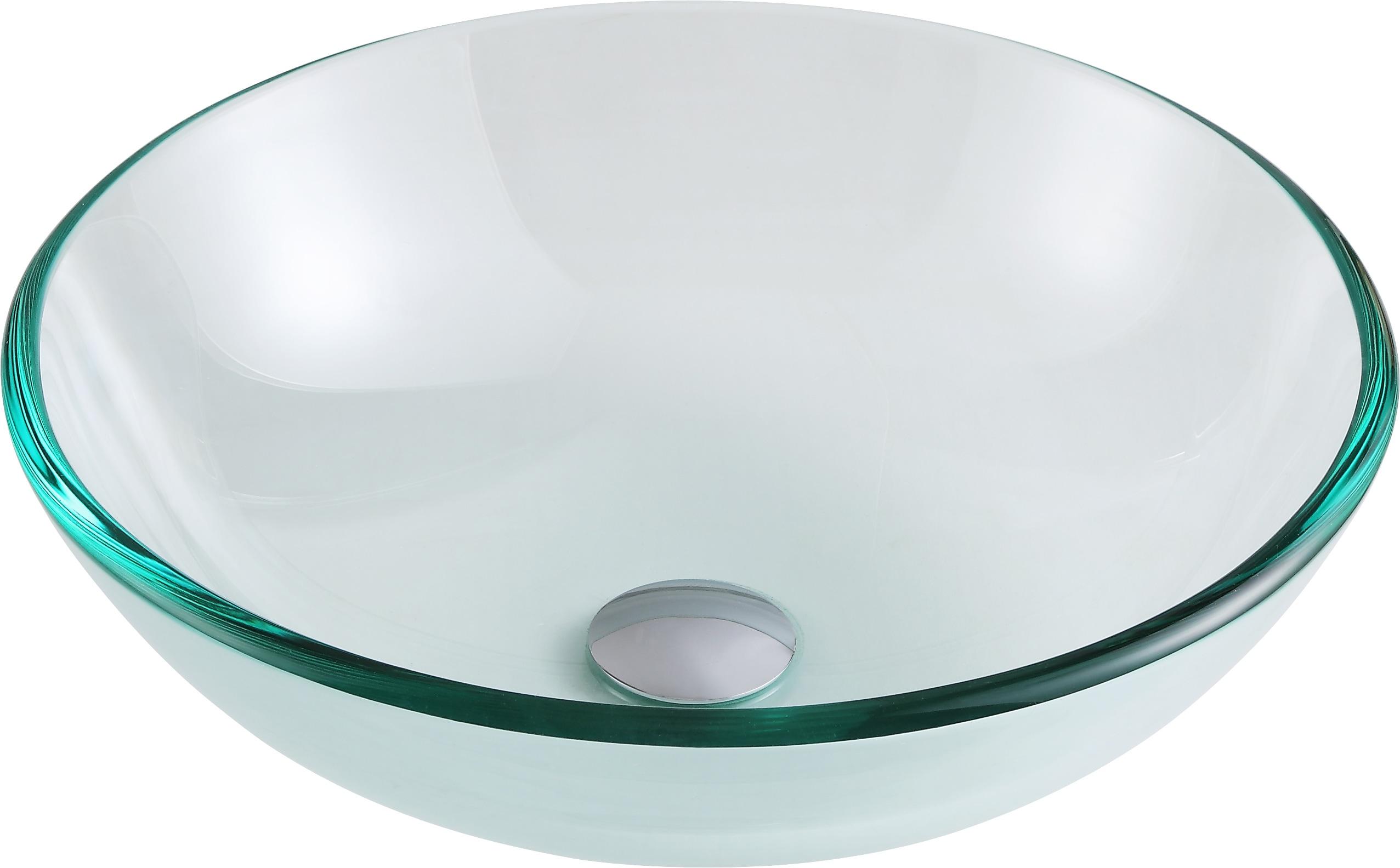 ANZZI Etude 16.5'' Lustrous Clear Tempered Glass Circular Bathroom Sink