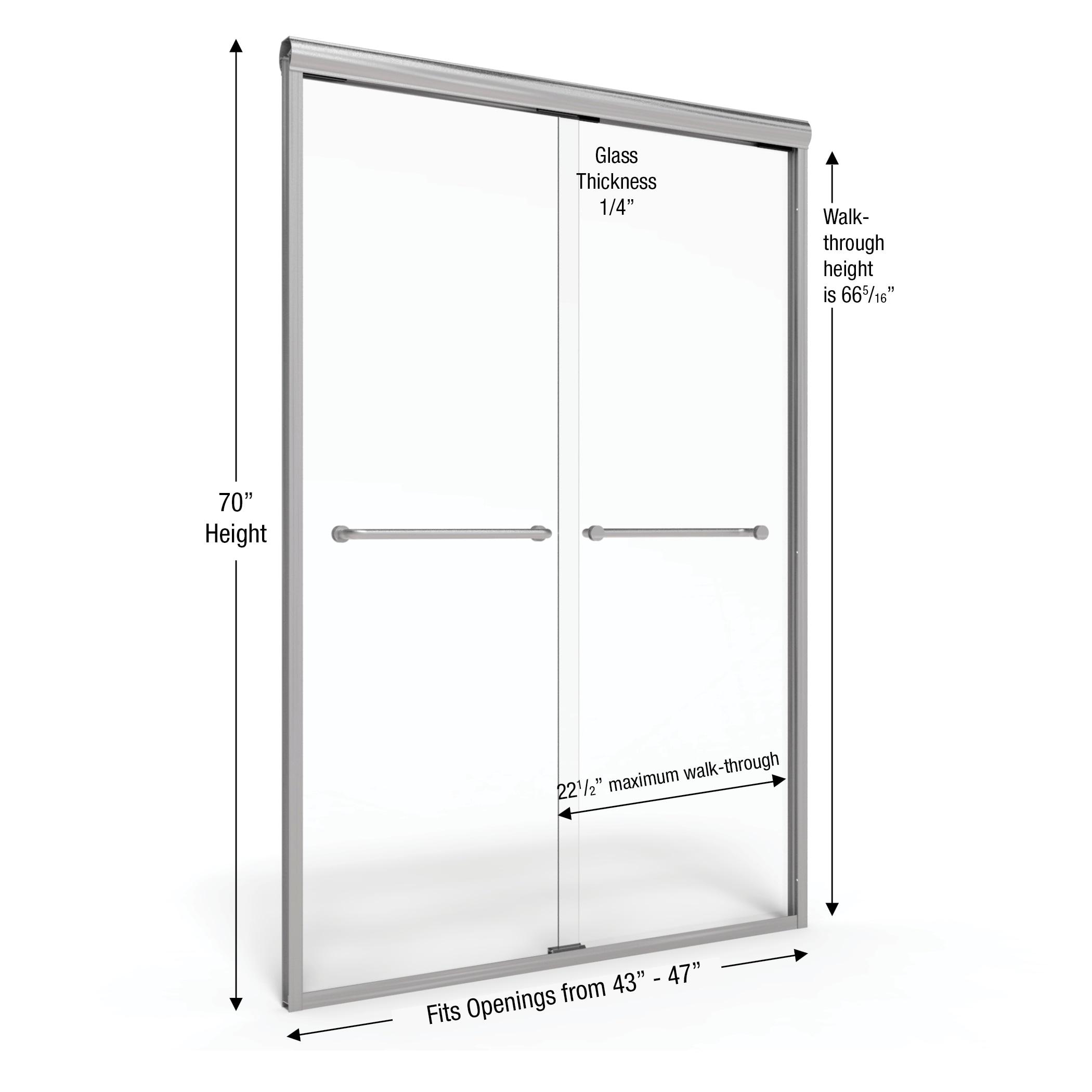 Infinity 43" W x 47'' W x 70" H Semi-Frameless Shower Door