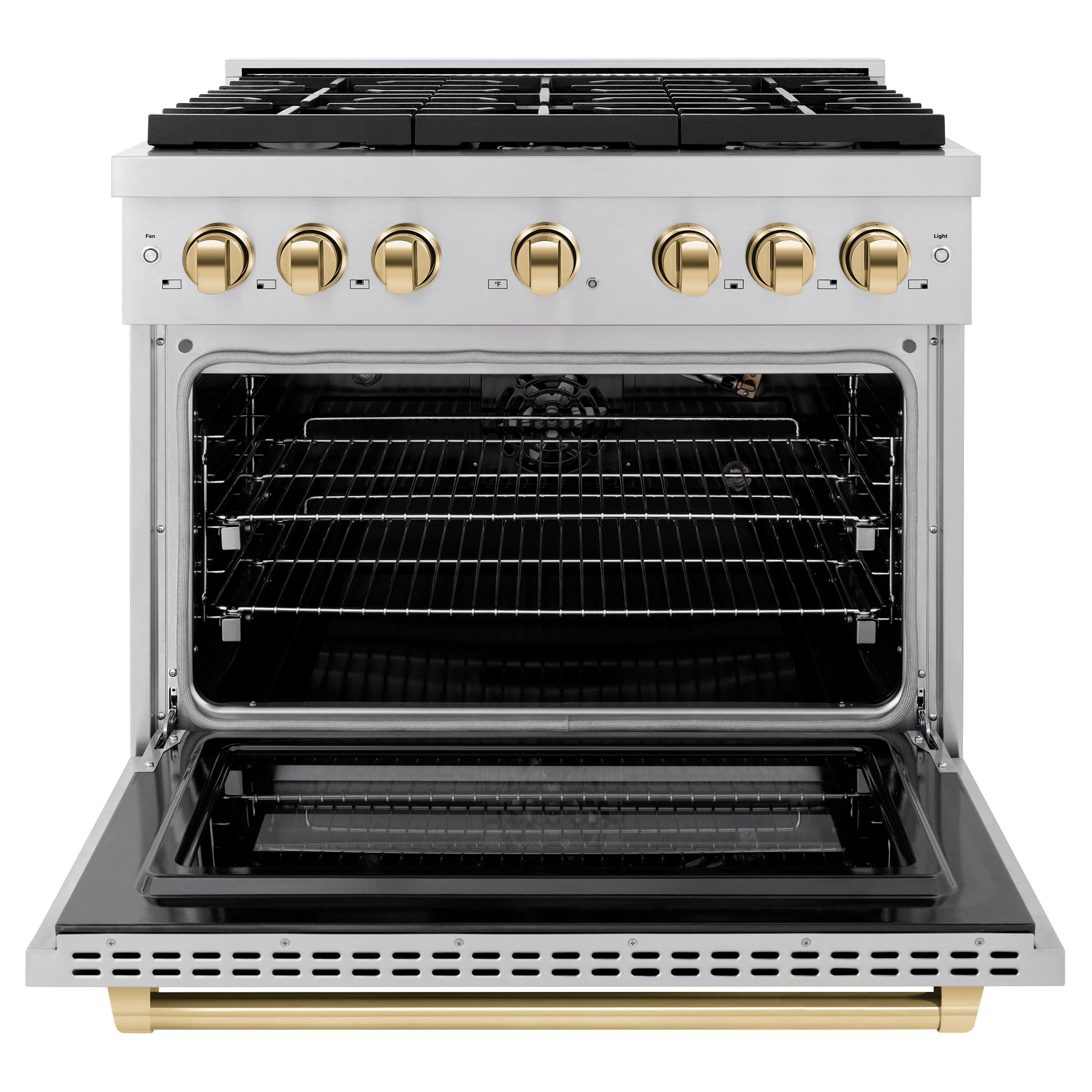 ZLINE Autograph Edition 36" Paramount Gas Range w/ 6 Burners & Polished Gold Accents