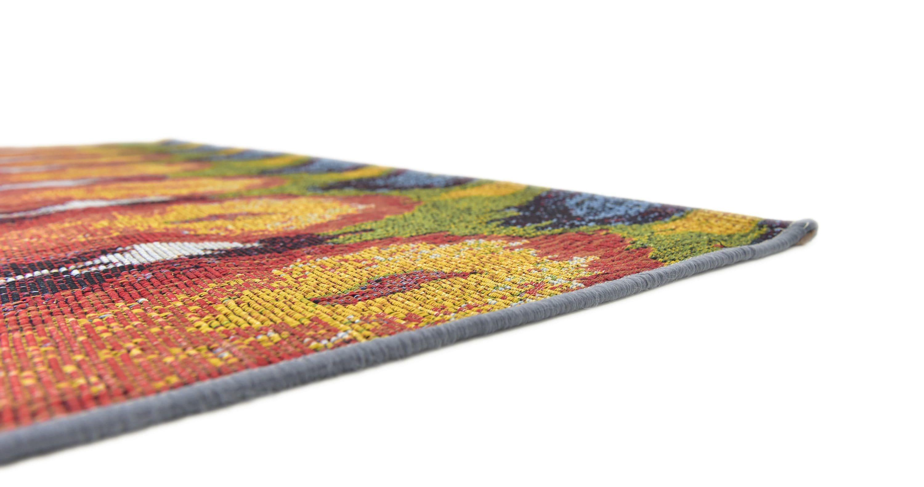 Unique Loom Outdoor Modern Collection Area Rug - Ikat (4' 1" x 6' 1" Rectangle Multi/Burgundy)