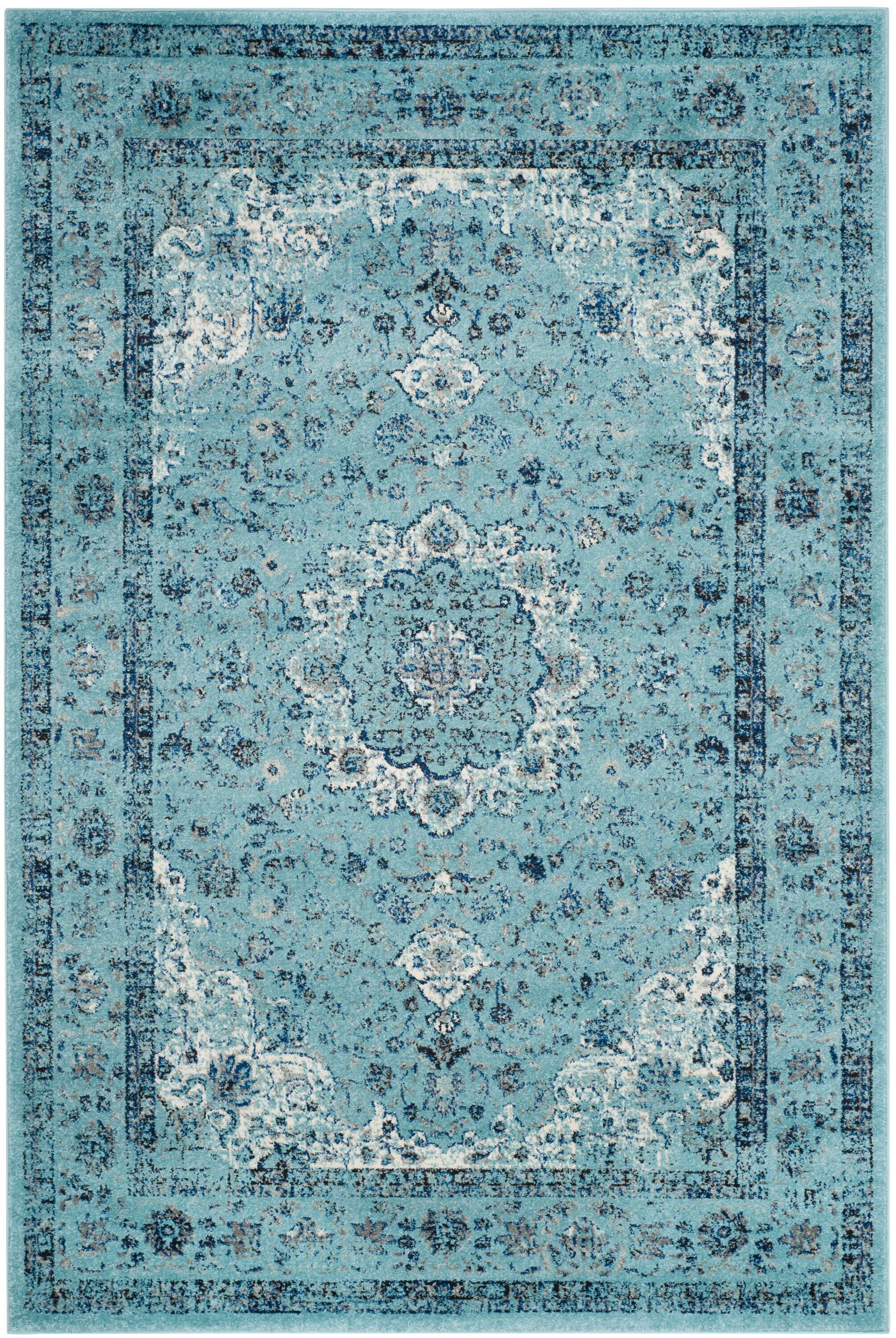 Evoke EVK220 Power Loomed Area Rug - Light Blue/Light Blue - 6'7"x9' - Safavieh.