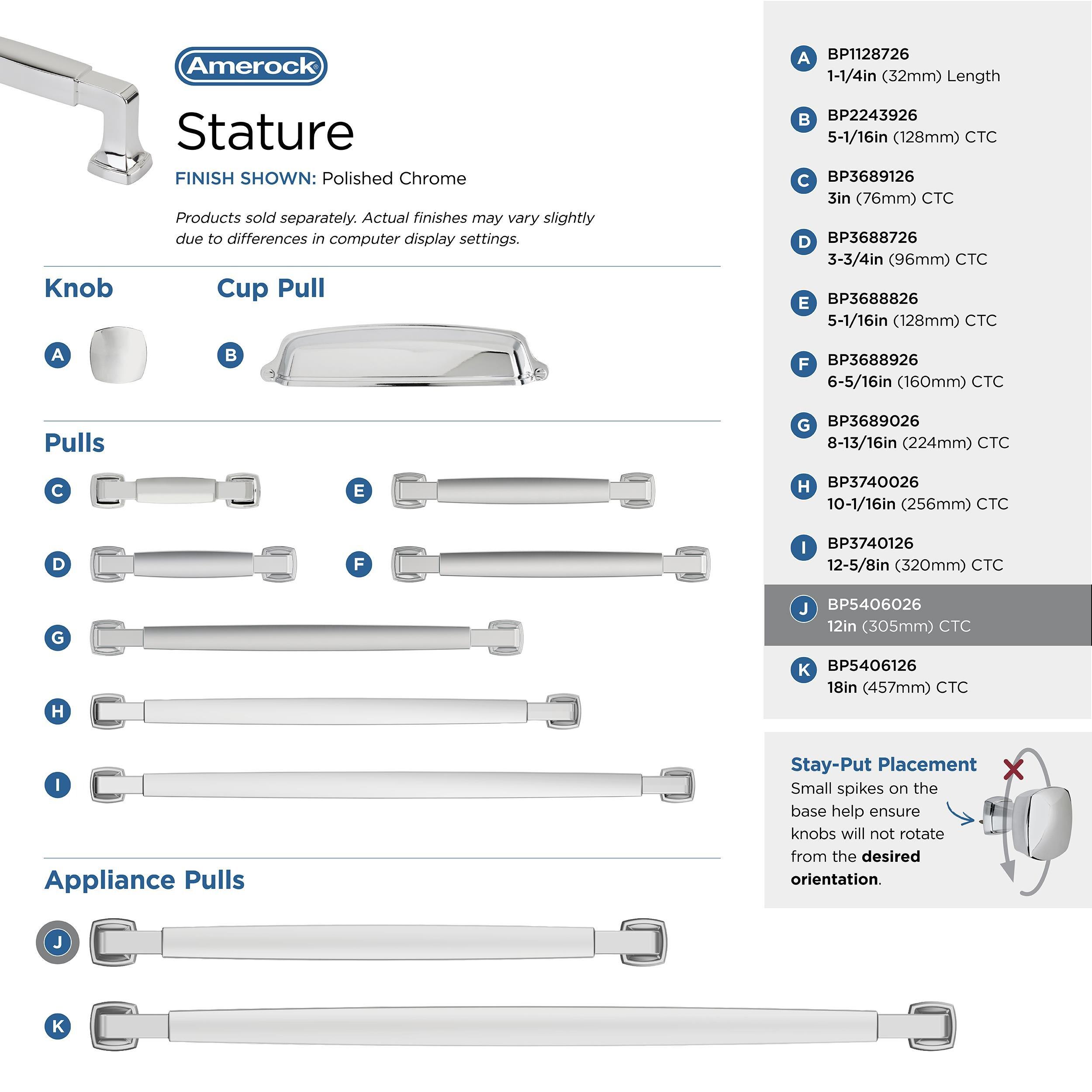 Amerock Stature 12 inch (305mm) Center-to-Center Polished Chrome Appliance Pull