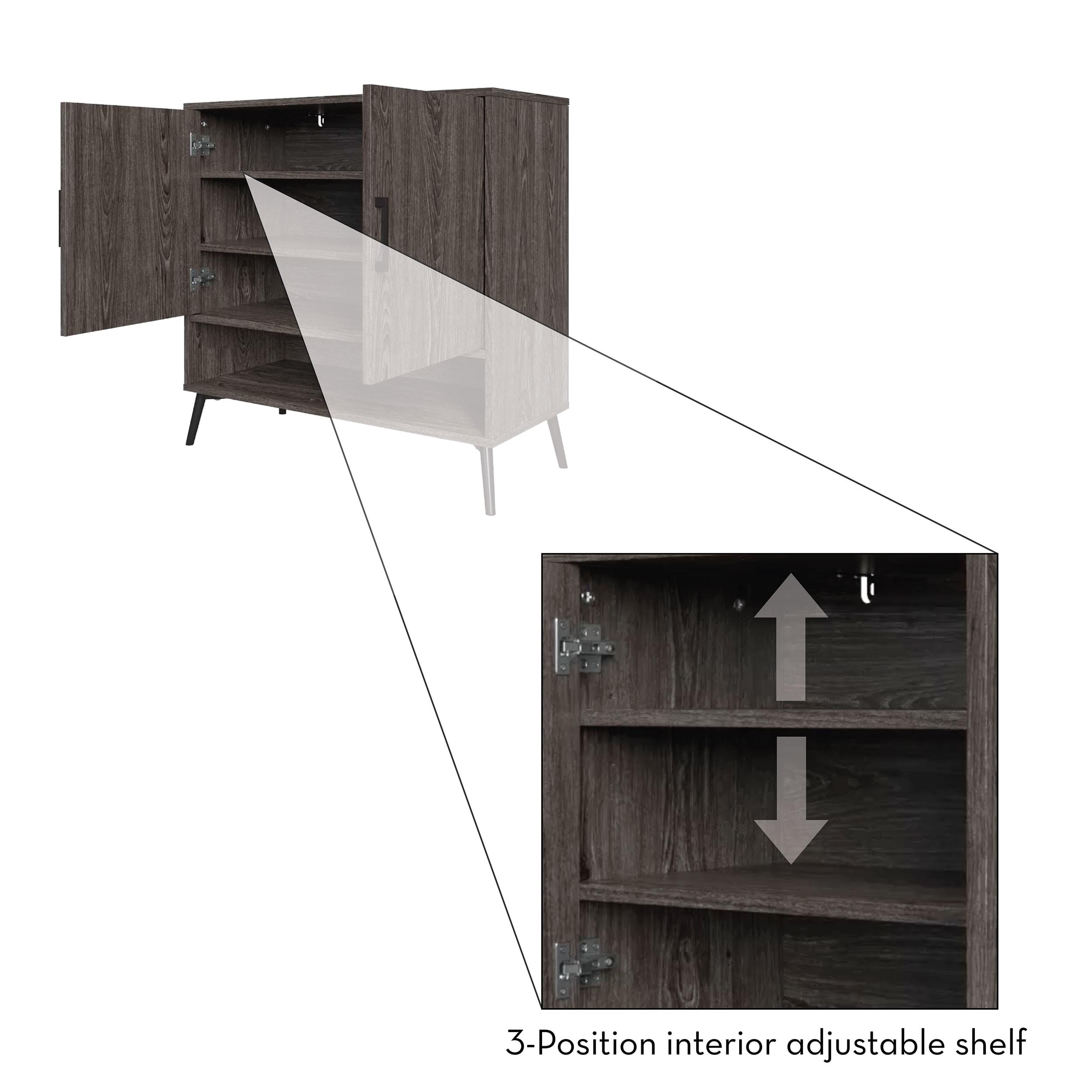 RiverRidge Woodbury Shoe Cabinet Organizer 12 Pair Shoe Rack Entryway Storage Cabinet with Open & Adjustable Interior Shelves Weathered Woodgrain