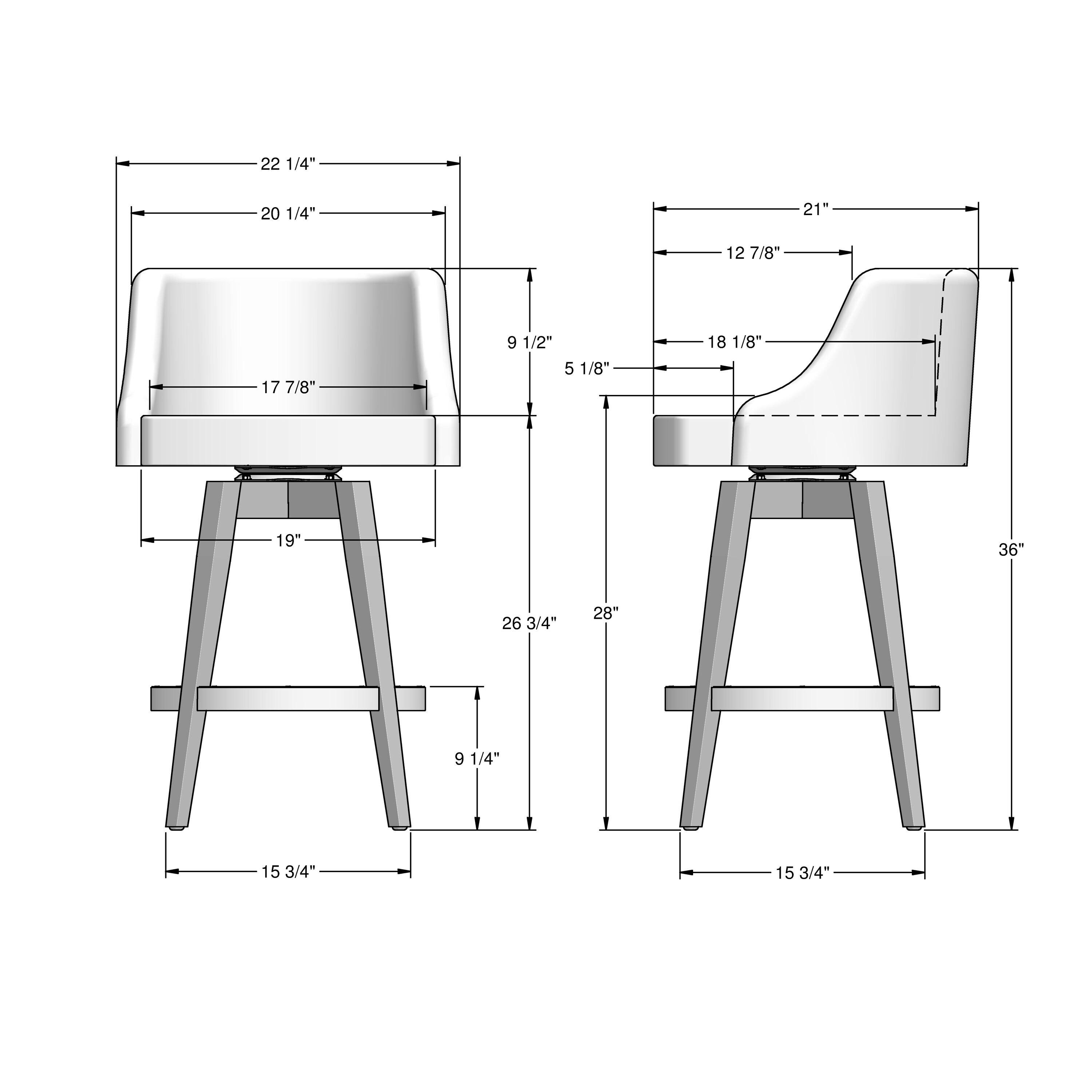 Nolan Swivel Counter Height Barstool Cream Faux Leather/Brown Wood - Amisco: Modern Upholstered, Footrest, 300 lbs Capacity