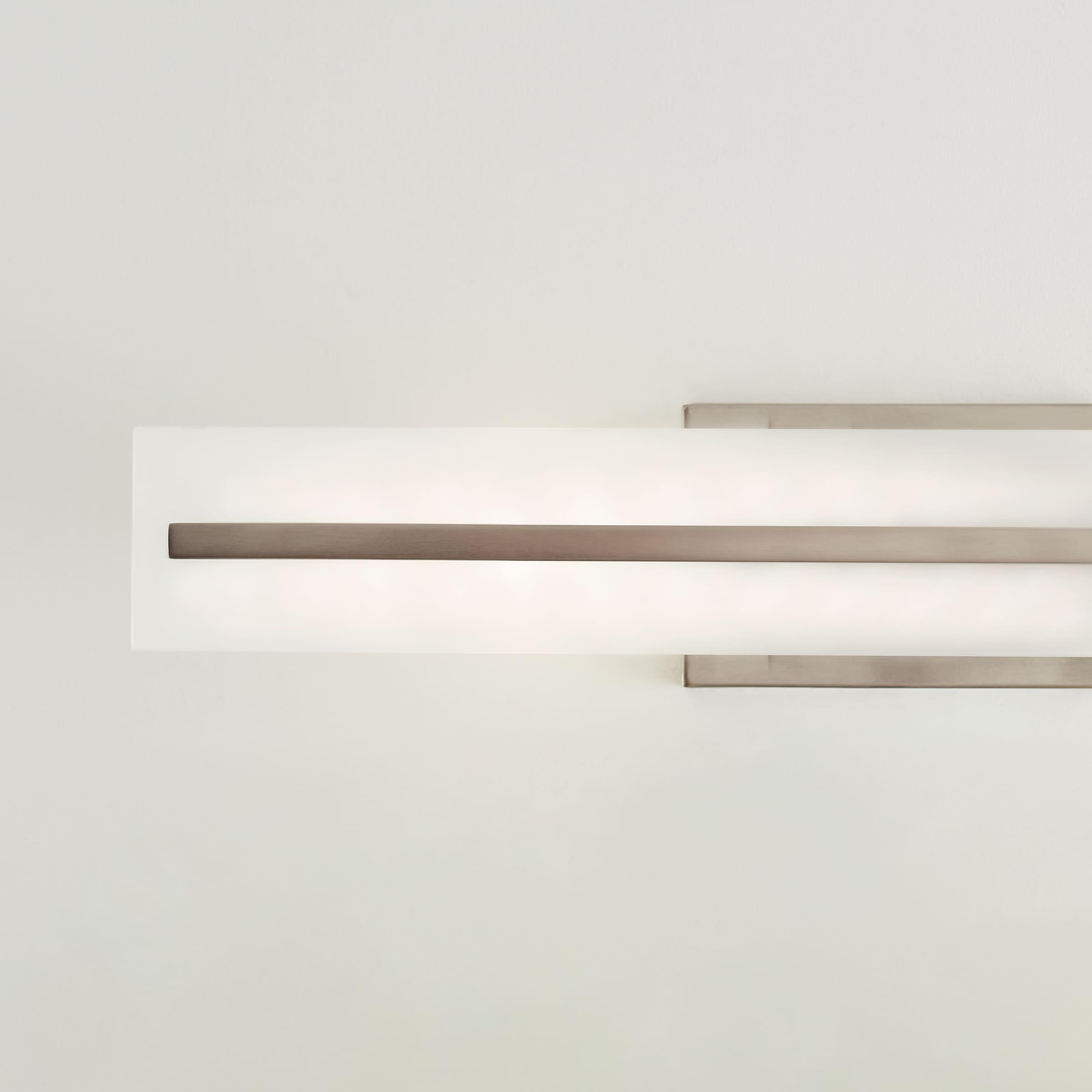Modern Brushed Nickel 2-Light Bath Vanity with Satin Etched Glass