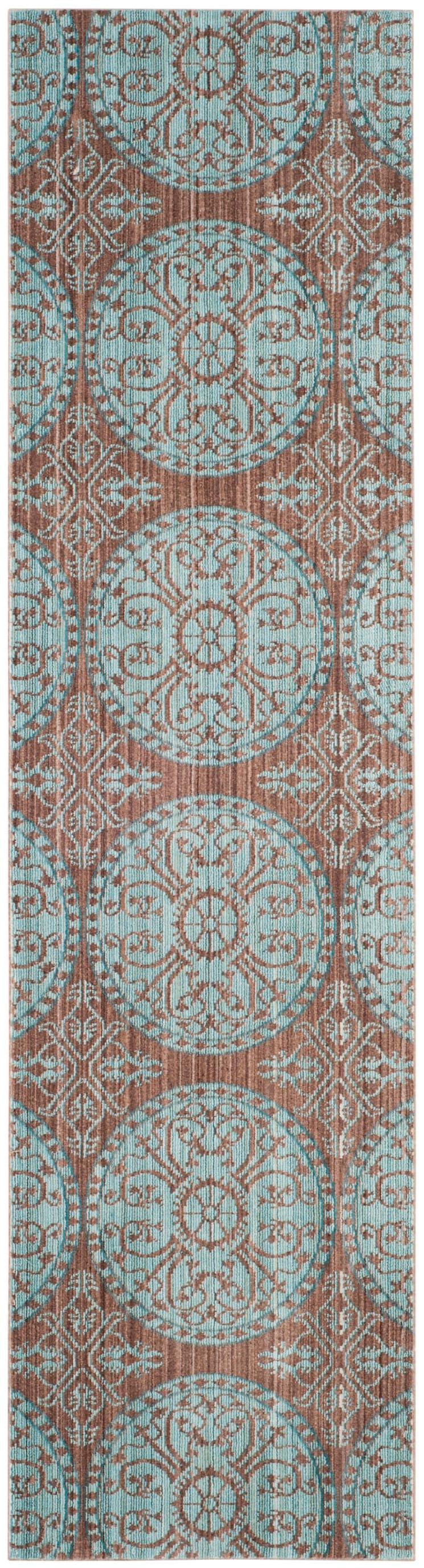 Valencia VAL214 Power Loomed Indoor Runner Rug - Brown/Alpine - 2'3"x8' - Safavieh