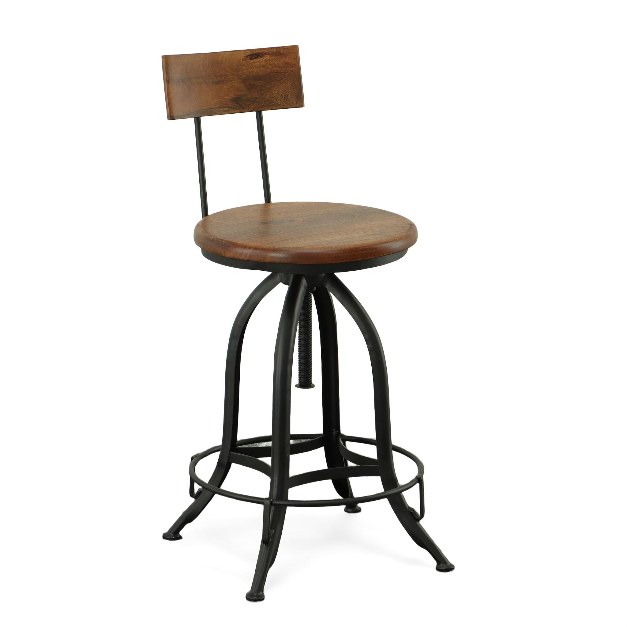 Carolina Classics Ryder Adjustable Bar Stool in Chestnut and Black