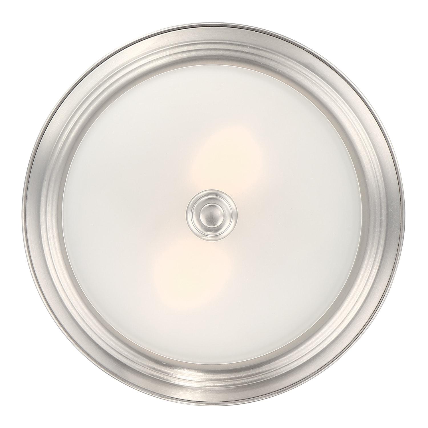 1257M-SP-W-Designers Fountain-13 Inch 2 Light Flush Mount-Satin Platinum Finish-Etched Glass Color