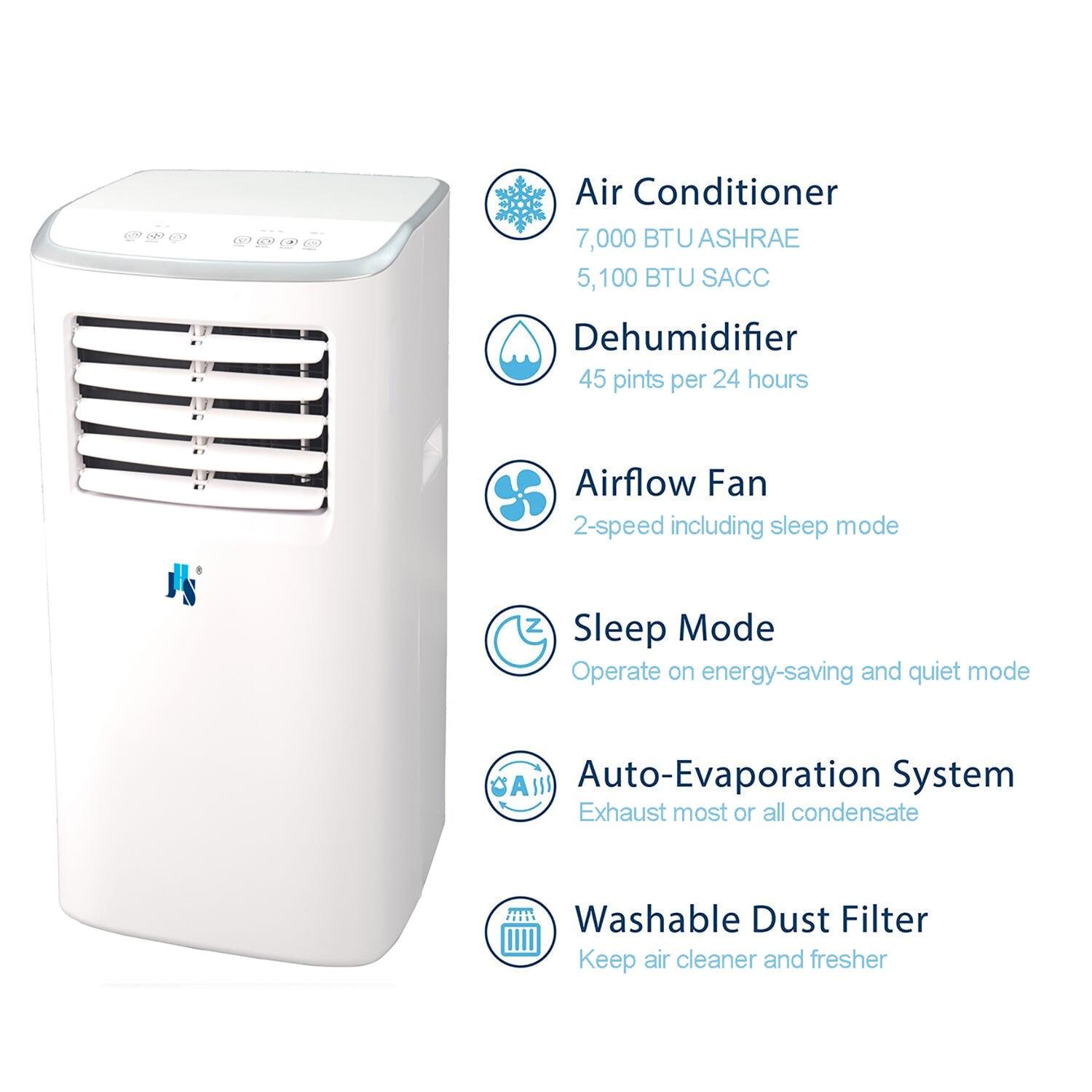 JHS 5,000 BTU (7,000 BTU ASHRAE) Portable Air Conditioner, Rooms up to 250 Sq. ft., A019J-05KR