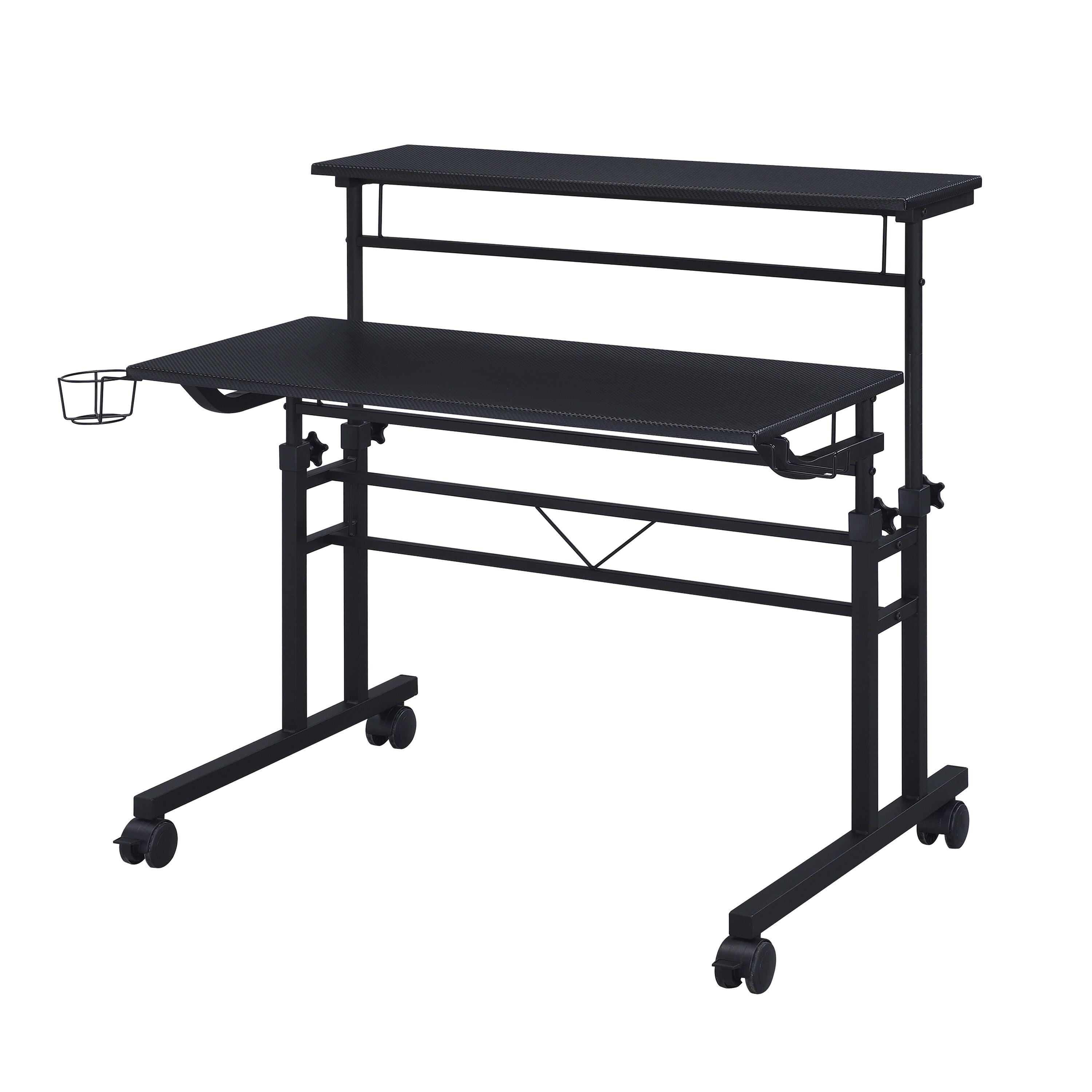 Inbox Zero Mobili Rolling Writing Desk – Height Adjustable with Moveable Shelf & Locking Wheels