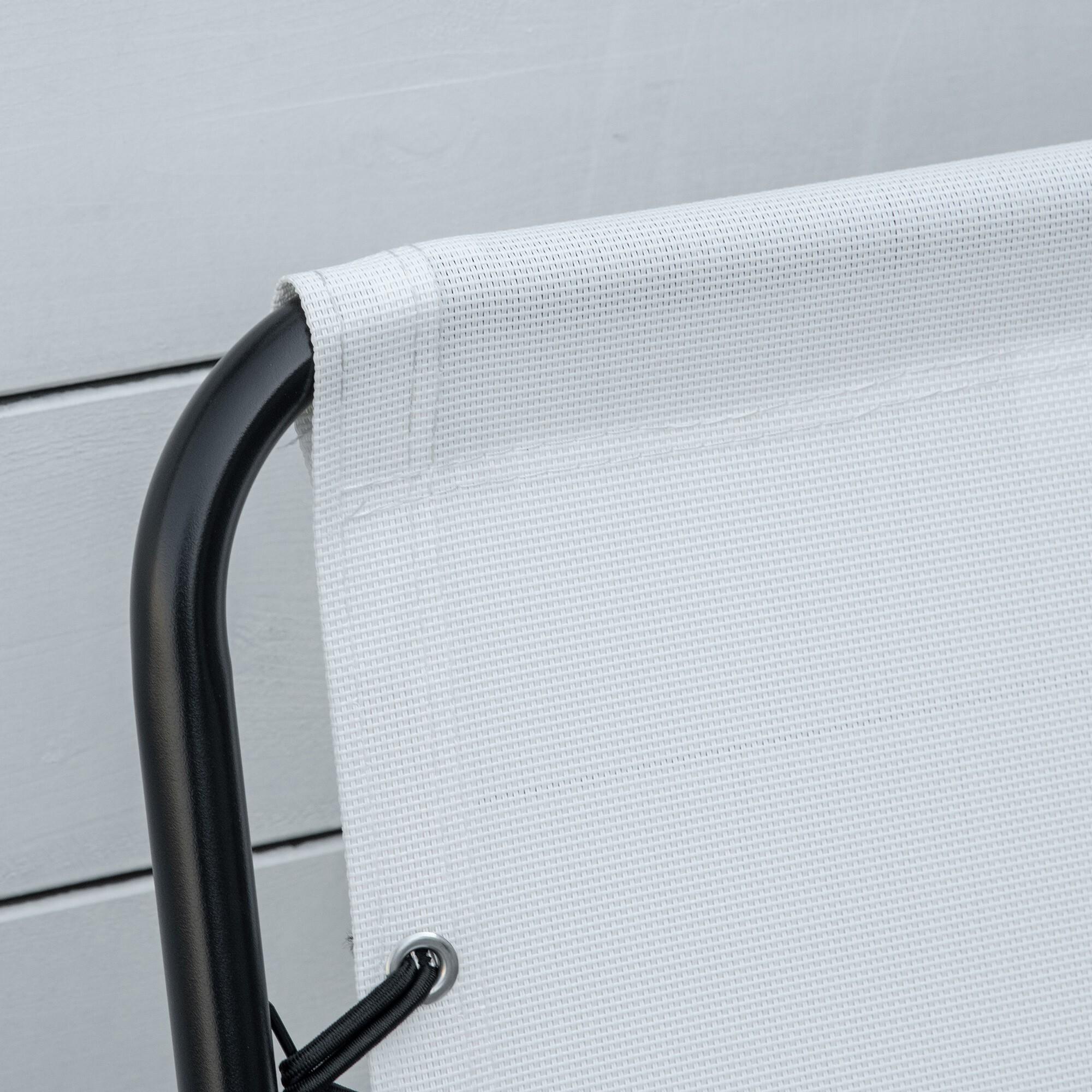 Set of 2 Cream White Steel Folding Outdoor Chairs with Armrests