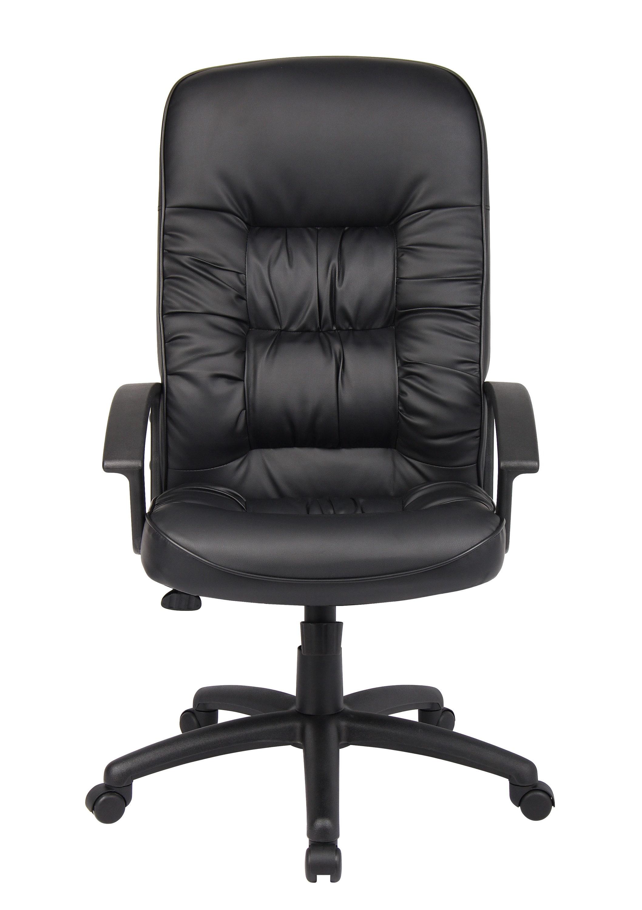 High Back LeatherPlus Chair Black - Boss Office Products: Ergonomic, Adjustable, Swivel, Casters/Wheels