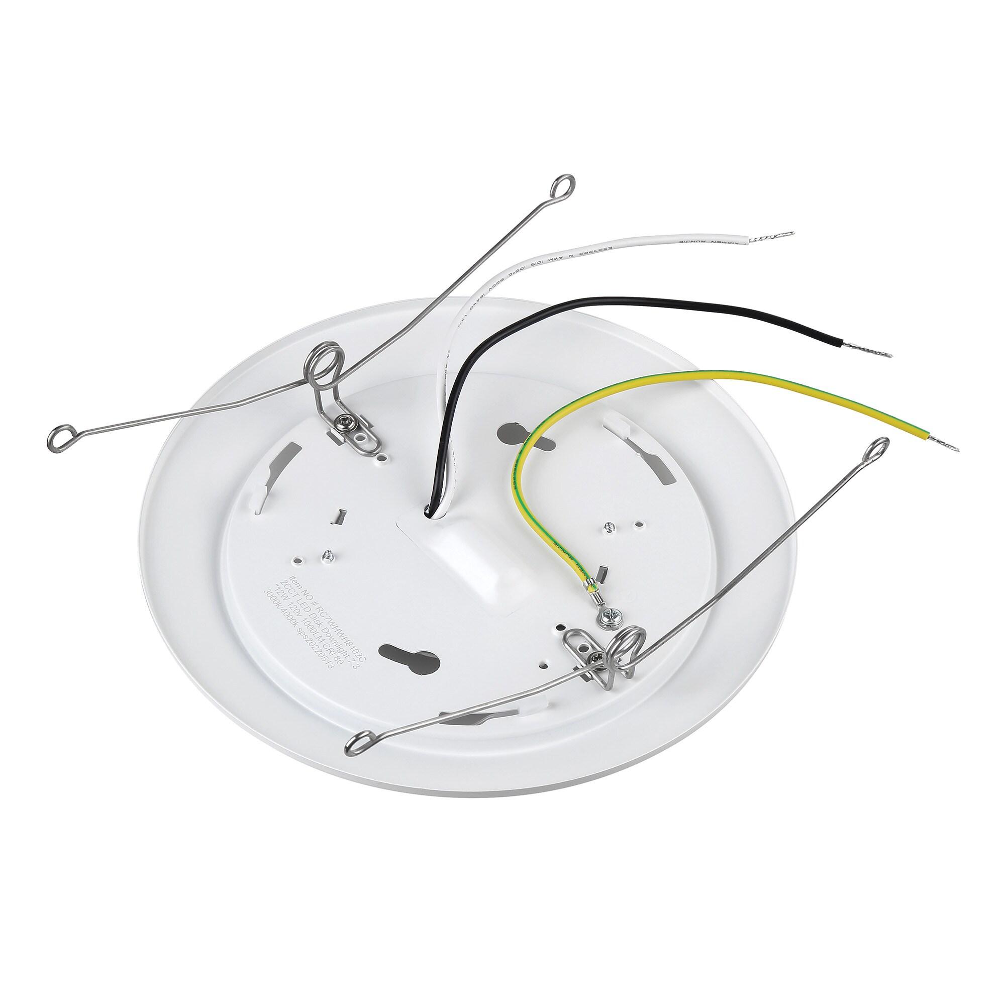 Designers Fountain LED Recessed Ceiling Lights 6 Pack, 7 inch CCT Disk Light Fixtures, Dimmable, 1000 Lumens, 3000K /4000K, White Trim, RC7WHWH8102C-6