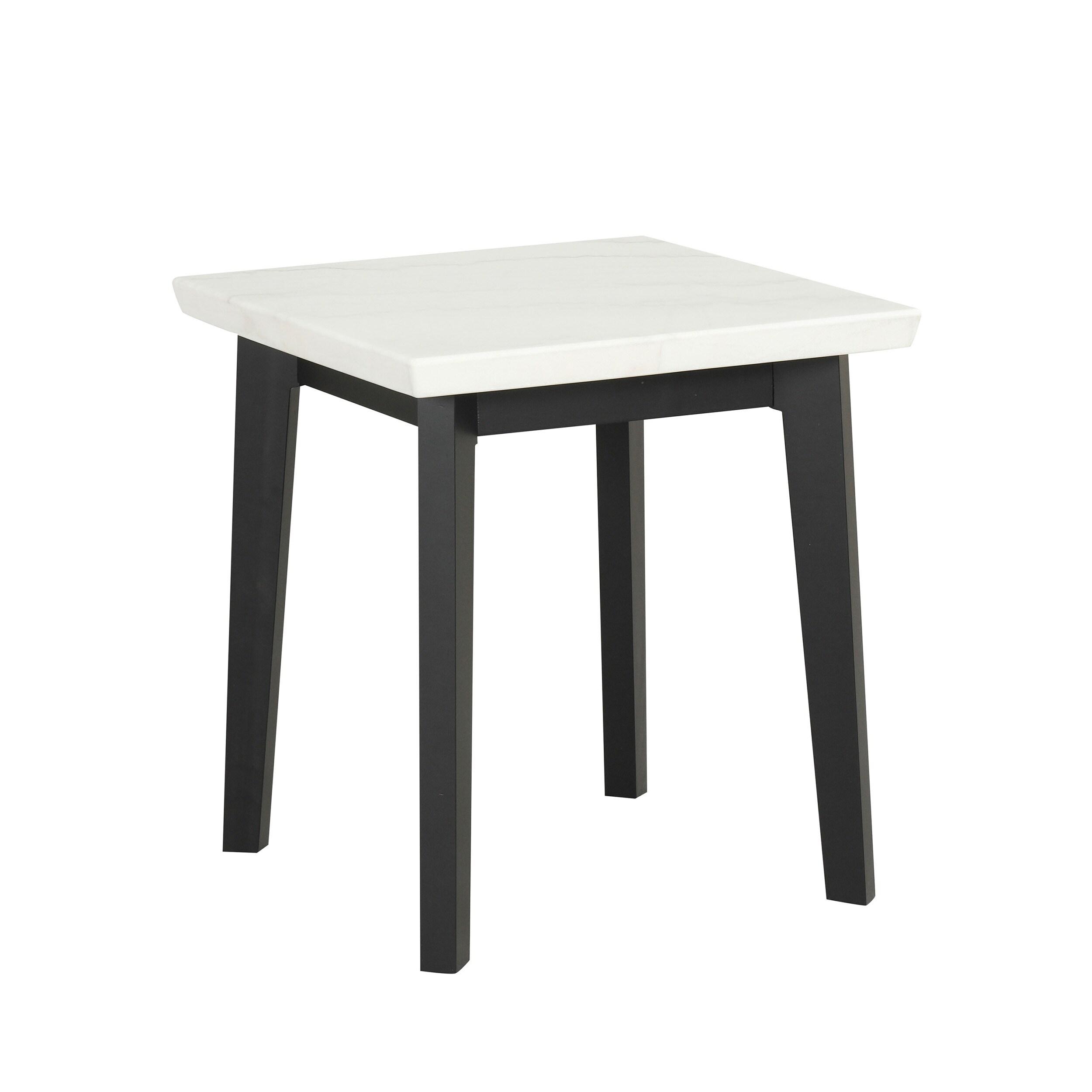 Furniture of America Dorth Marble Top Square Coffee Table, White and Black