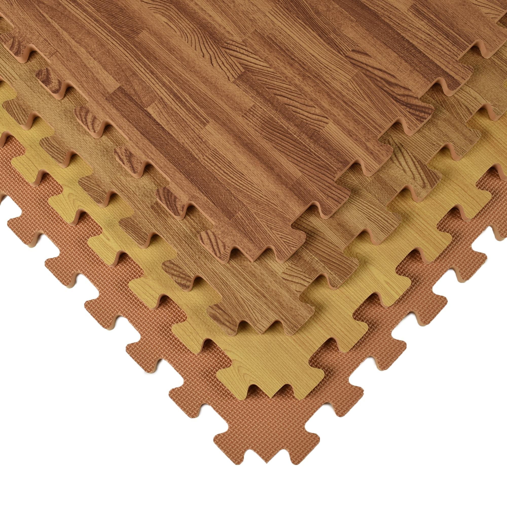 Greatmats Wood Grain Interlocking Wood Look Reversible Foam Tiles 1/2 Inch x 2x2 Ft. Light Wood/Tan 15 Pack