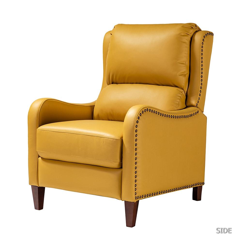 Sunbeam Yellow Genuine Leather Recliner with Sturdy Hardwood Frame