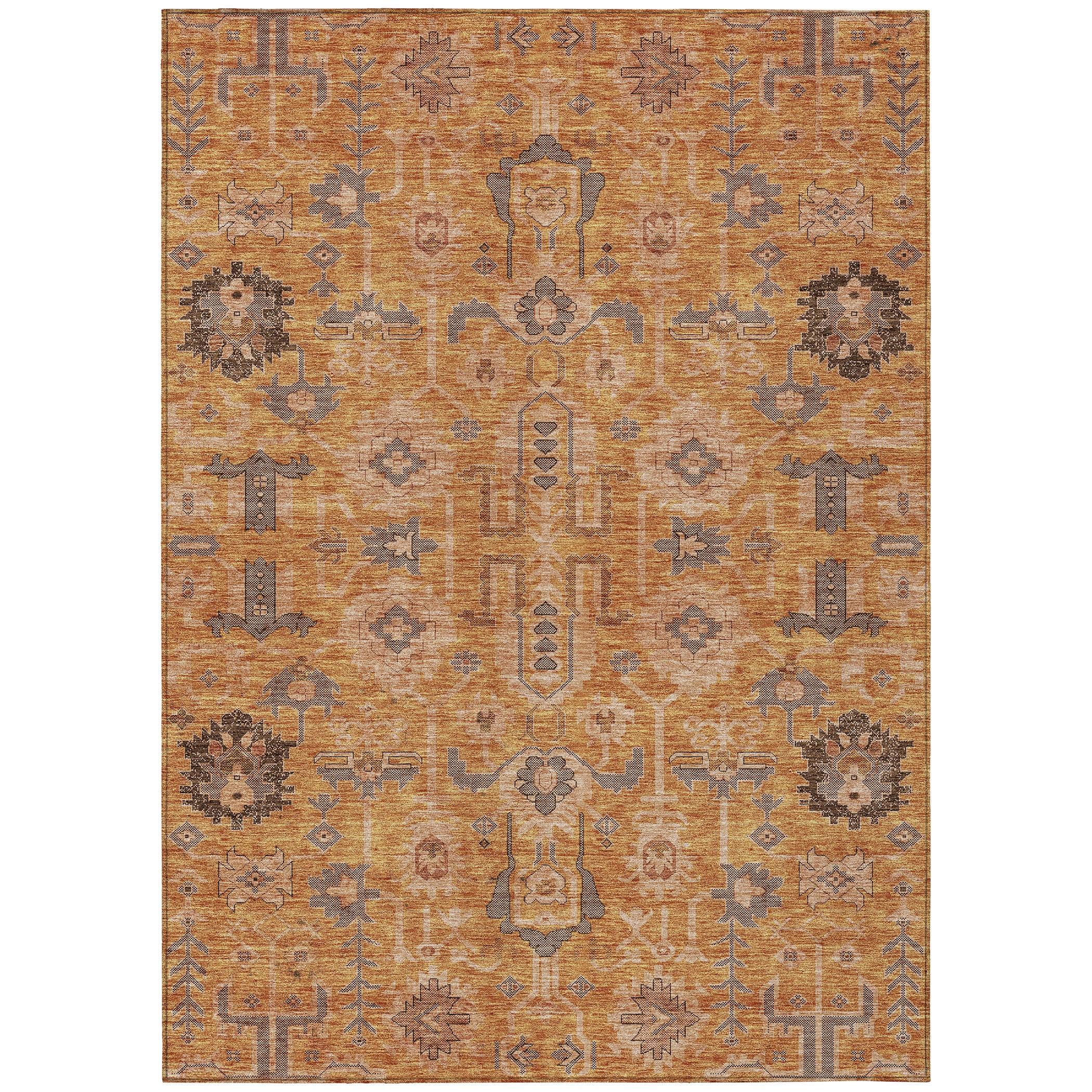 Terracotta Synthetic Flat Woven Rectangular Indoor Outdoor Rug