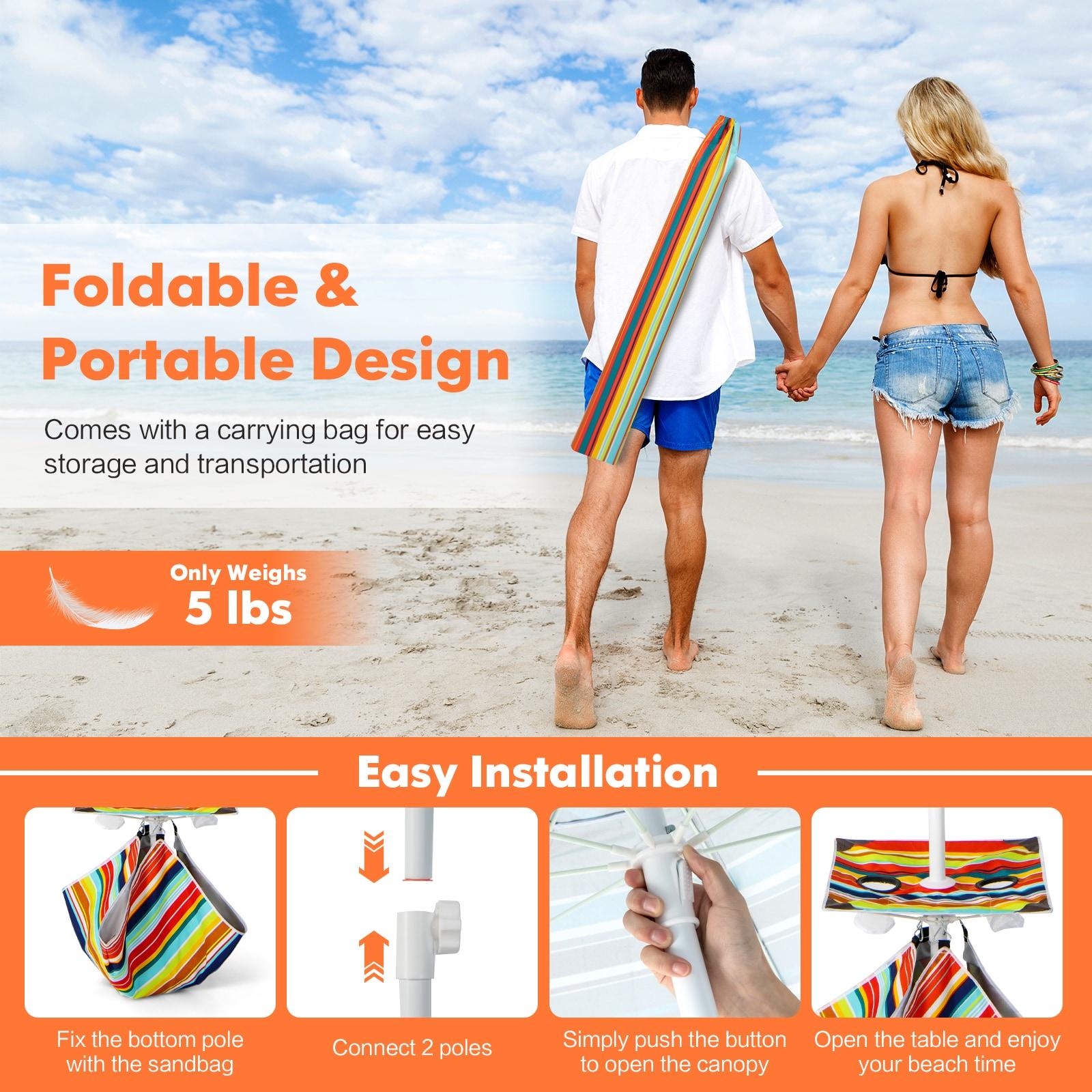 Topcobe 6.5 Feet Patio Beach Umbrella with Waterproof Polyester Fabric, Sunbrella Umbrella Outdoor Patio, Orange