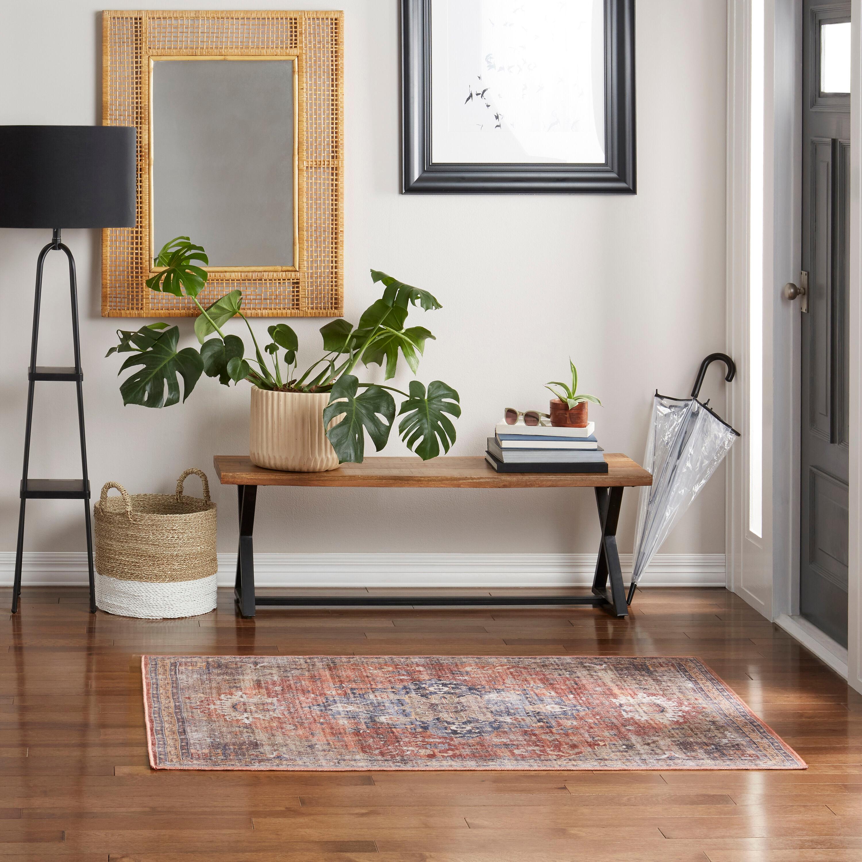 Everwash™ Callaghan Esther Bohemian Medallion Machine Washable Area Rug, Rust/Navy Blue, 6'6"x9'2"