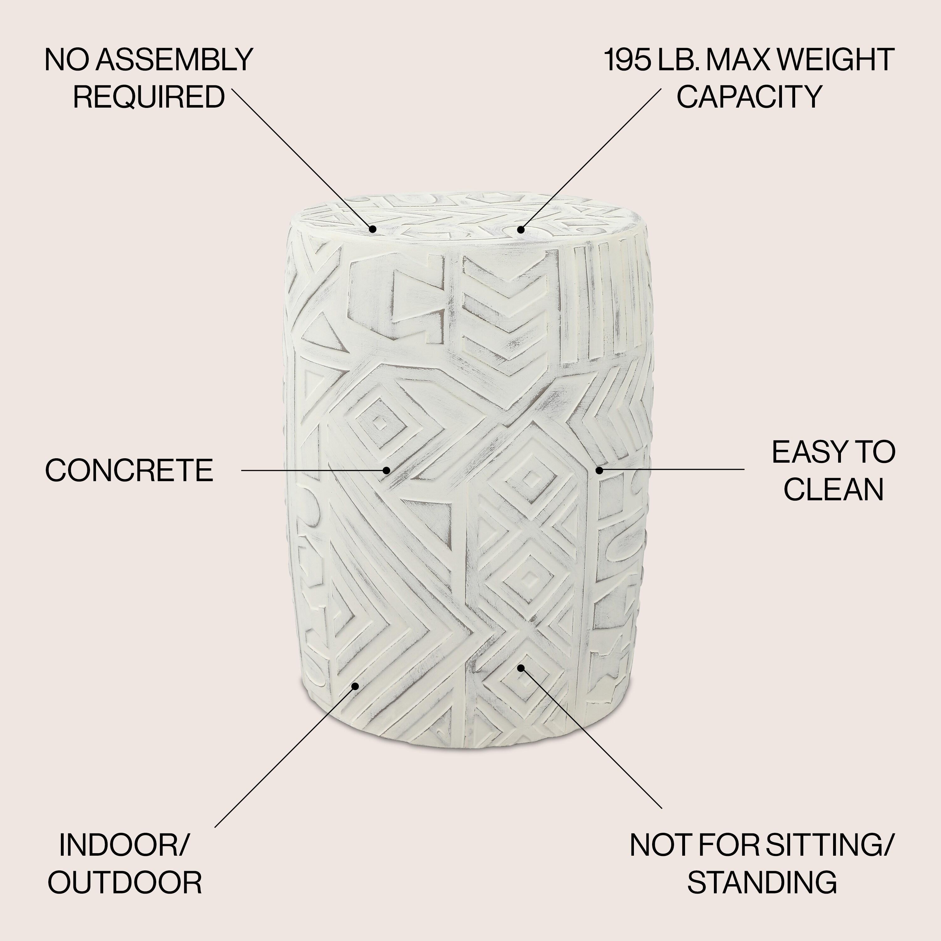 JONATHAN Y Rafi 17.75" Transitional Bohemian Geometric Drum Garden Stool, Cream