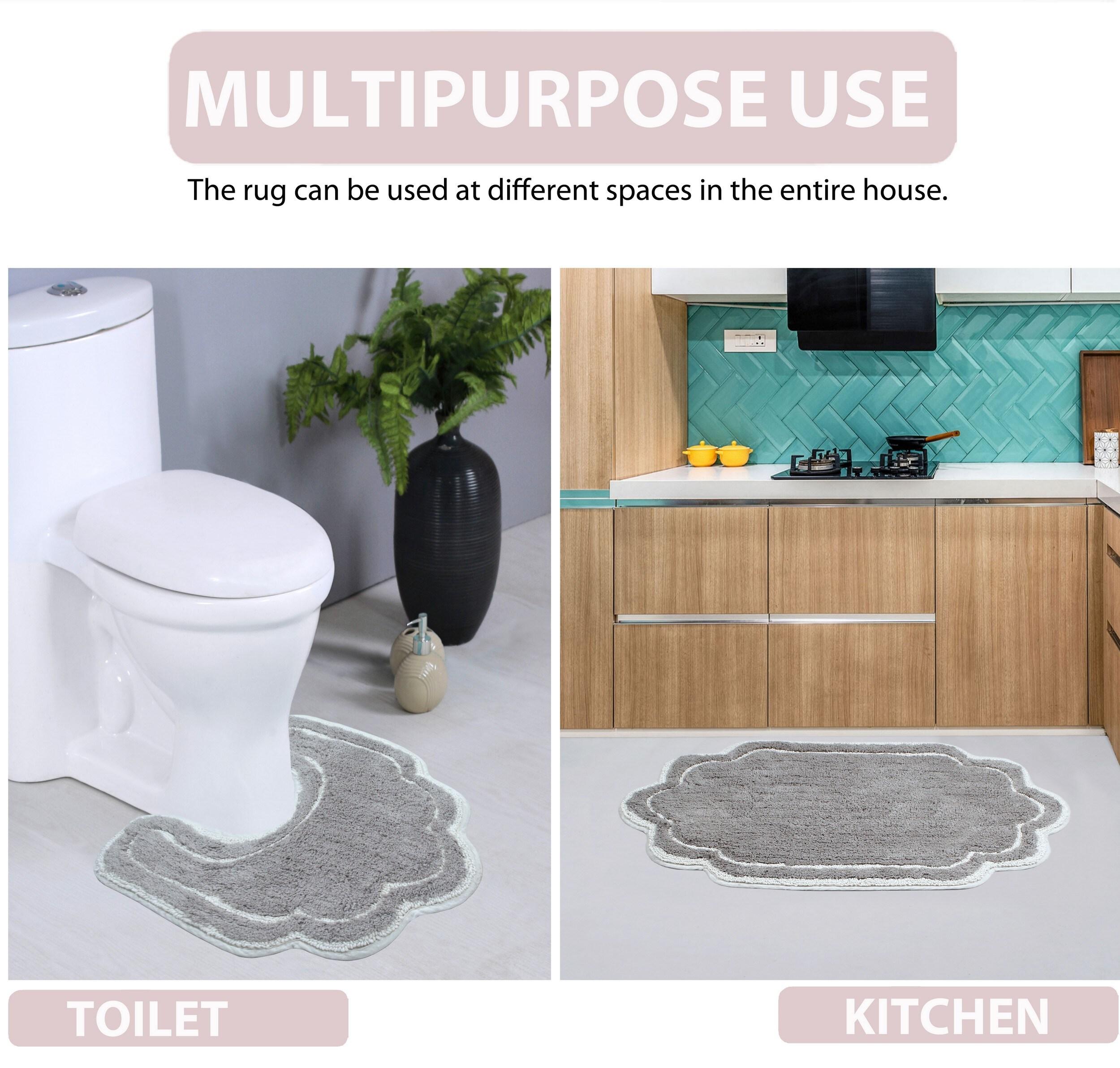 Home Weavers Allure Collection Bathroom Rug 100% Cotton Tufted Bathroom Rug, Soft and Absorbent Bath Rugs, Non-Slip Bath Carpet, Machine Wash Dry Bath Mats for Bathroom Floor- 21"x34" Bath Rug, Gray