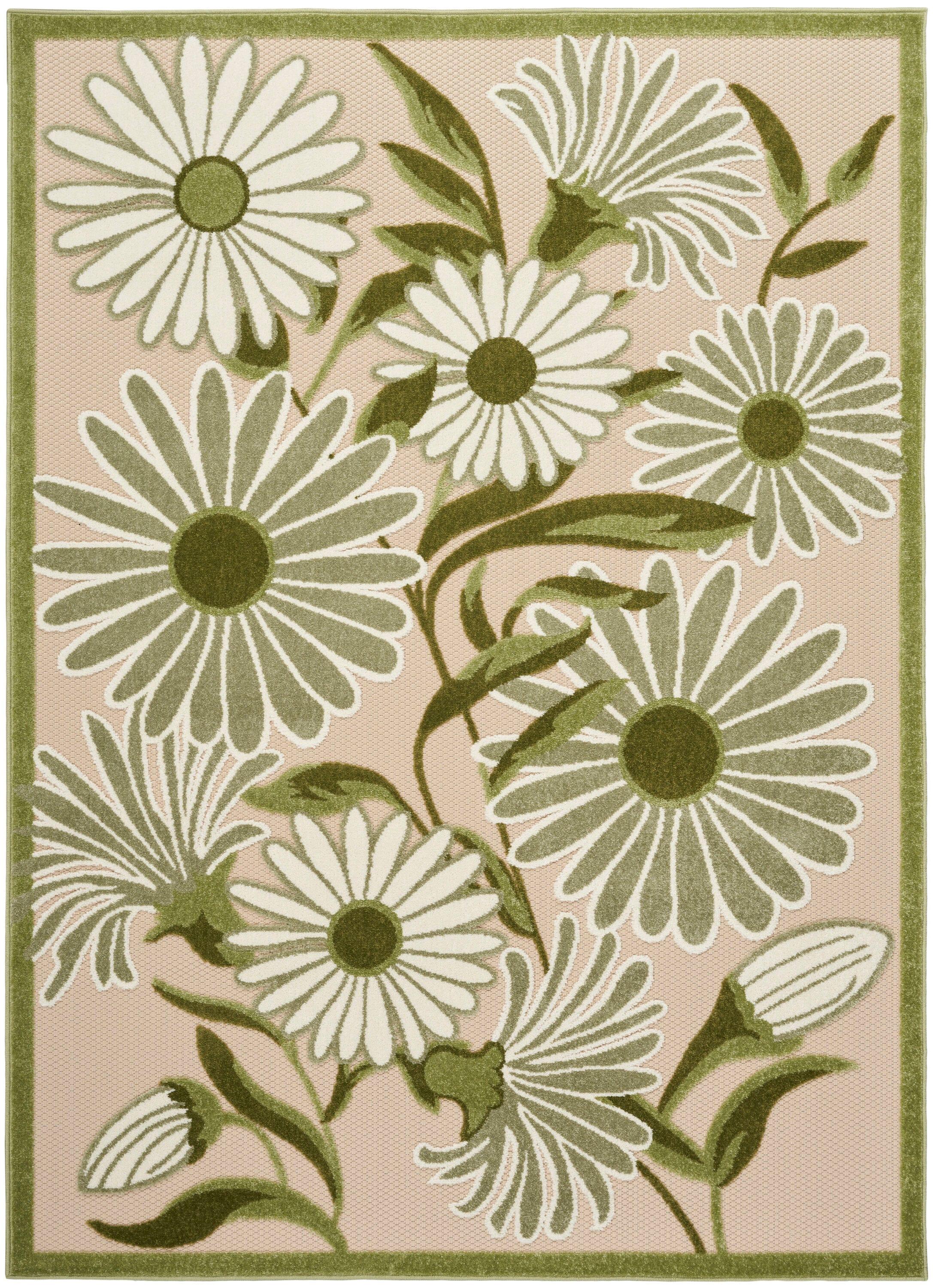 Nourison Aloha Daisy Flower Flatweave Outdoor Rug