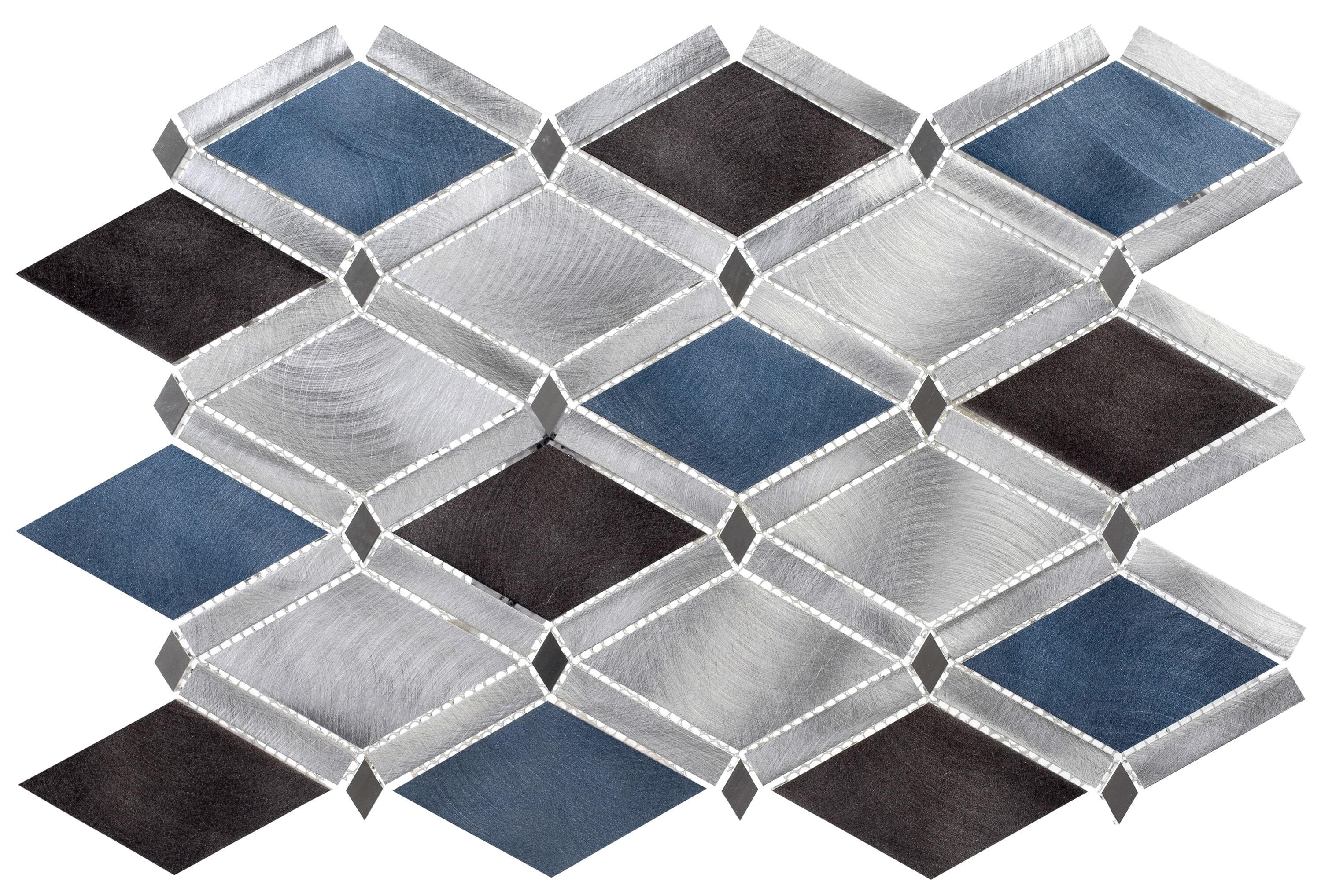 Andova Geom Aluminum Metal Diamond Mosaic Kitchen Backsplash, Bathroom, Shower, Wall and Floor Tile
