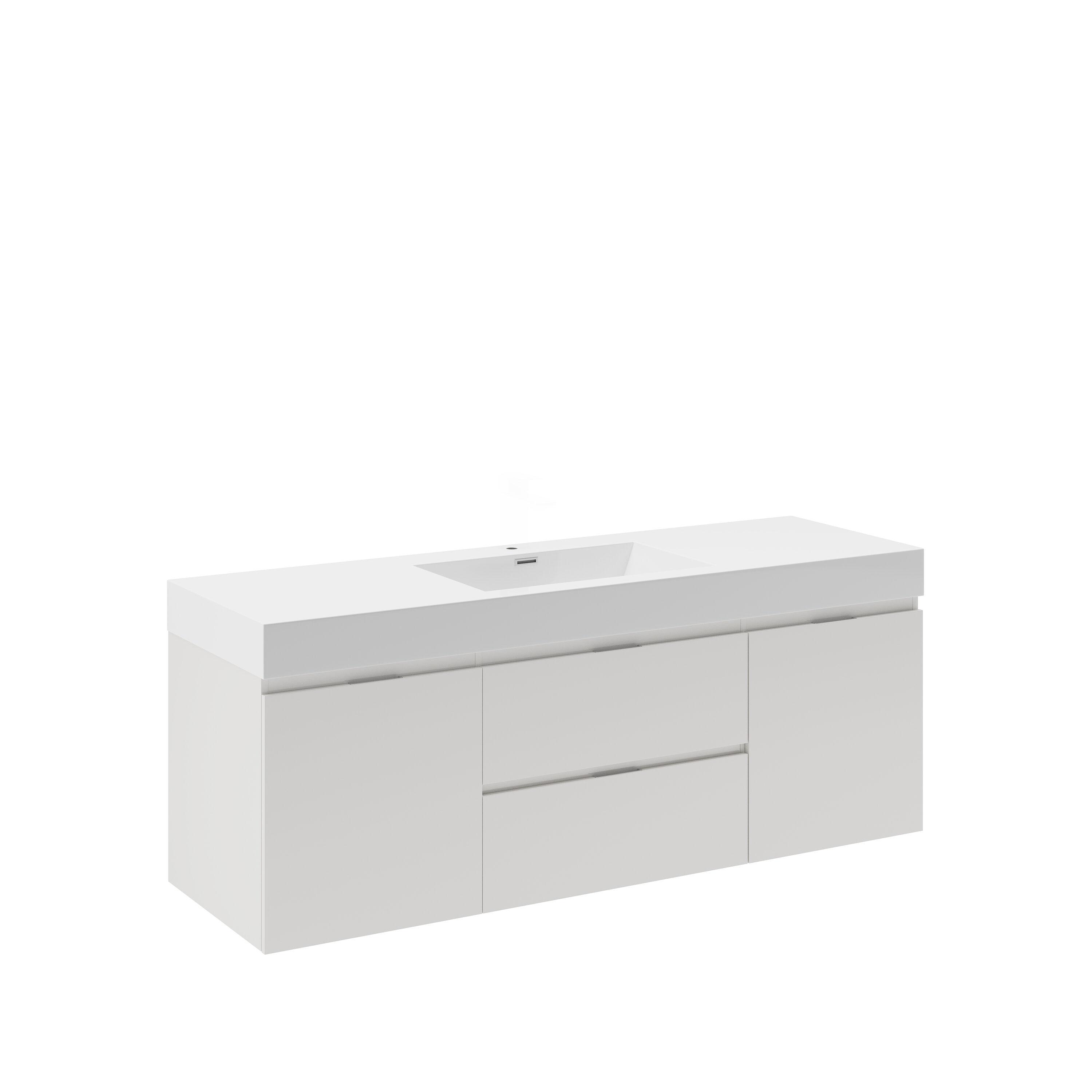 Valencia 60" Wall Mount Single Sink Bathroom Vanity with Top and Sink (Faucet Not Included)