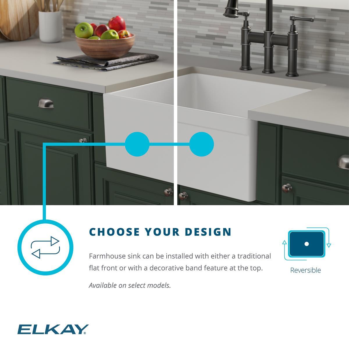 Elkay Fireclay 25" L x 19" W Farmhouse Kitchen Sink