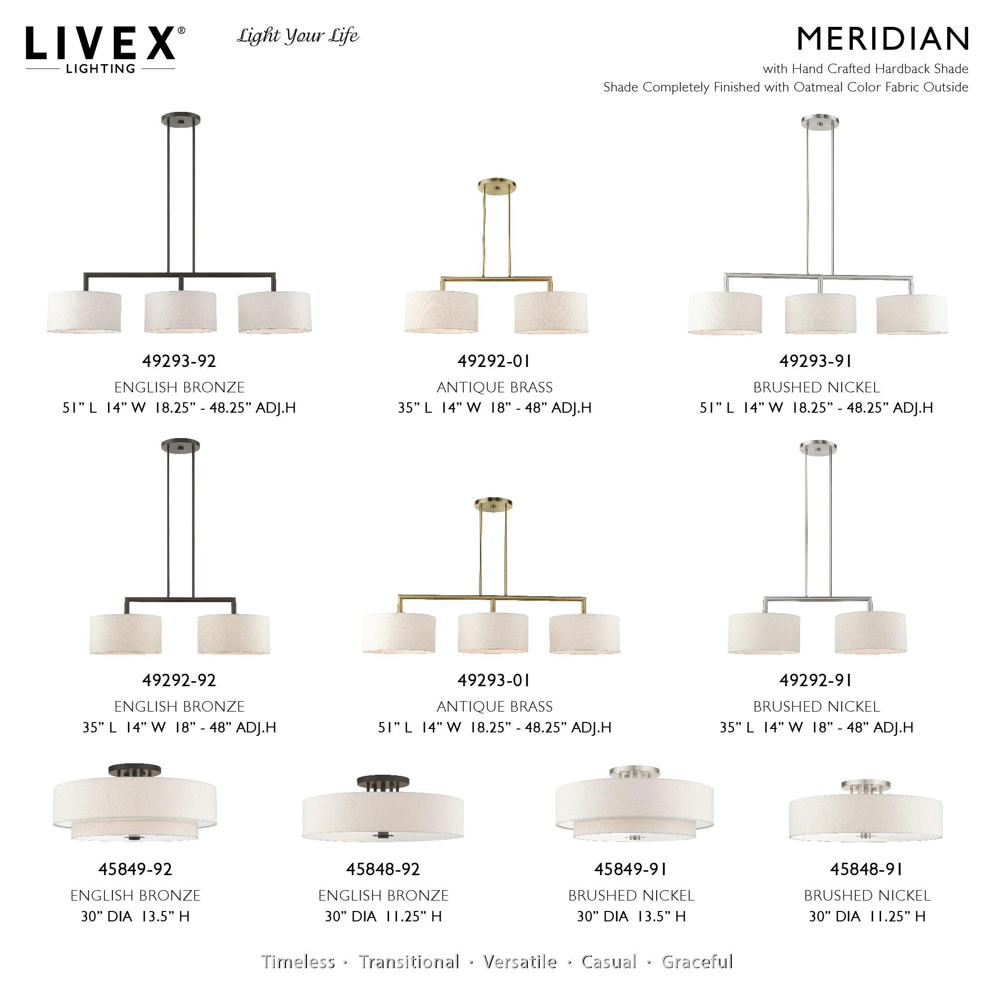Livex Lighting Meridian 6 - Light Semi-Flush Mount in  Brushed Nickel