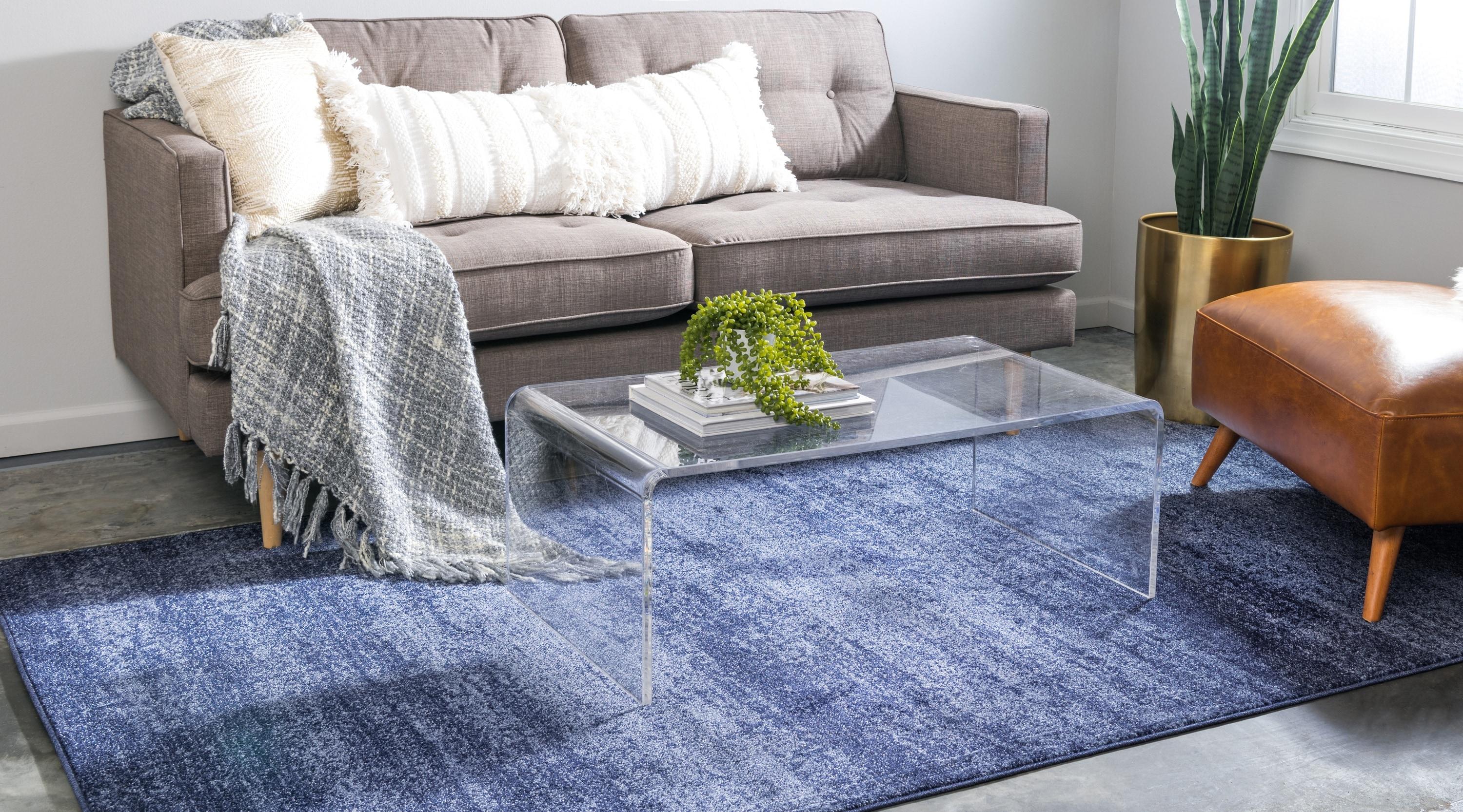 Unique Loom Del Mar Collection Area Rug - Lucille (7' 1" x 10' Rectangle Navy Blue/Ivory)
