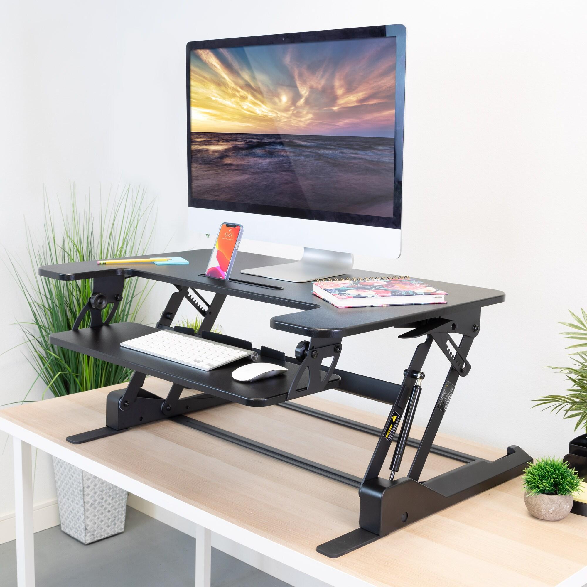 Mount-It! Standing Desk Converter, Height Adjustable Stand Up Desk, 36 Inch Sit Stand Workstation