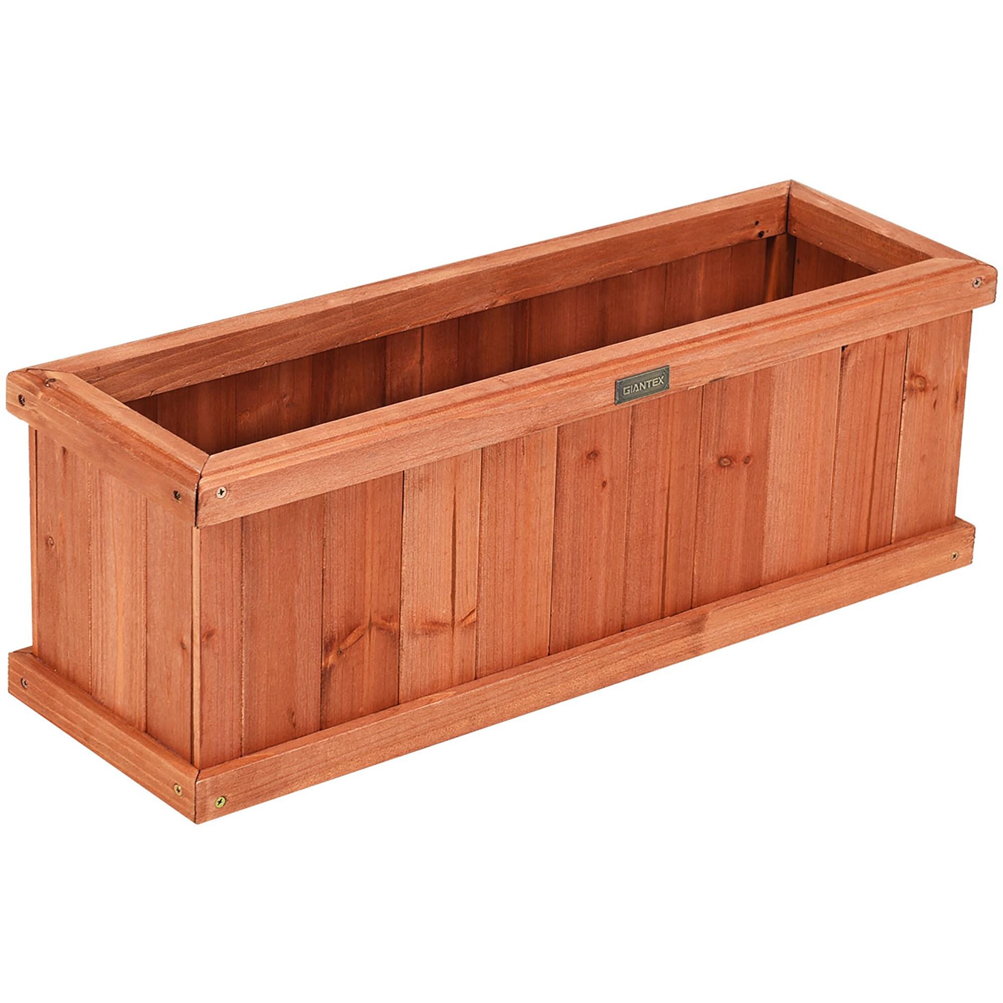 28 Inch Wooden Flower Planter Box Garden Yard Decorative Window Box Rectangular