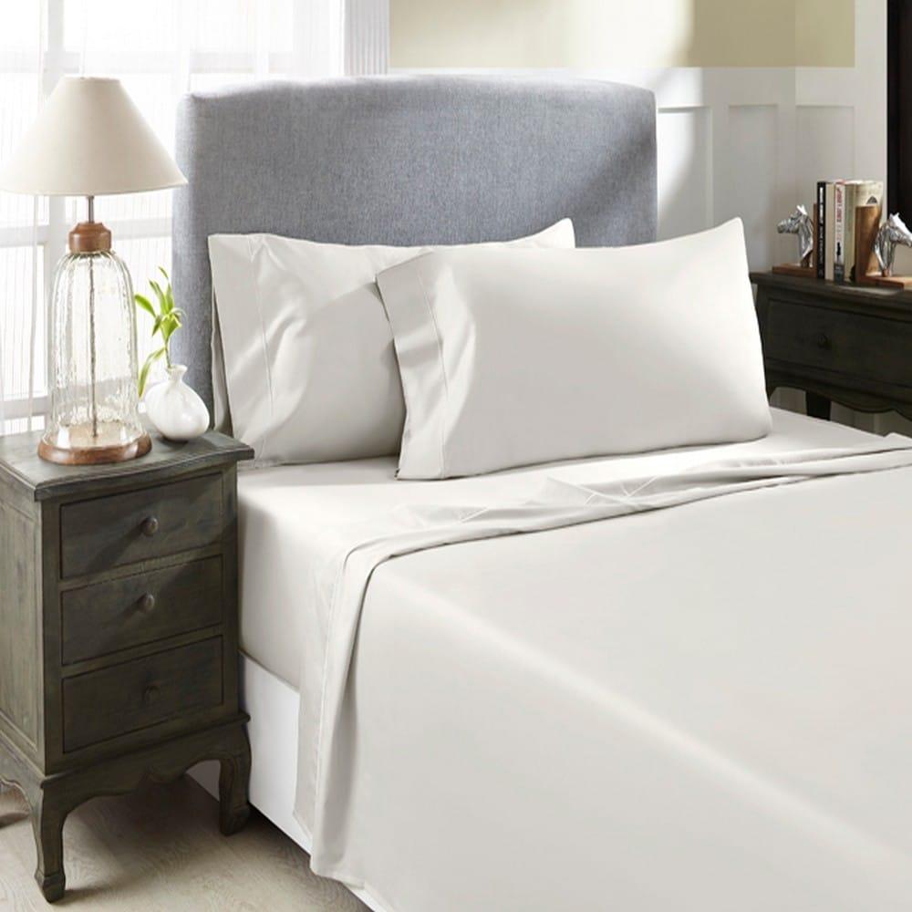HN International Group Inc Perthshire Platinum Concepts 800 Thread Count Solid Sateen Sheet Set Queen Ivory