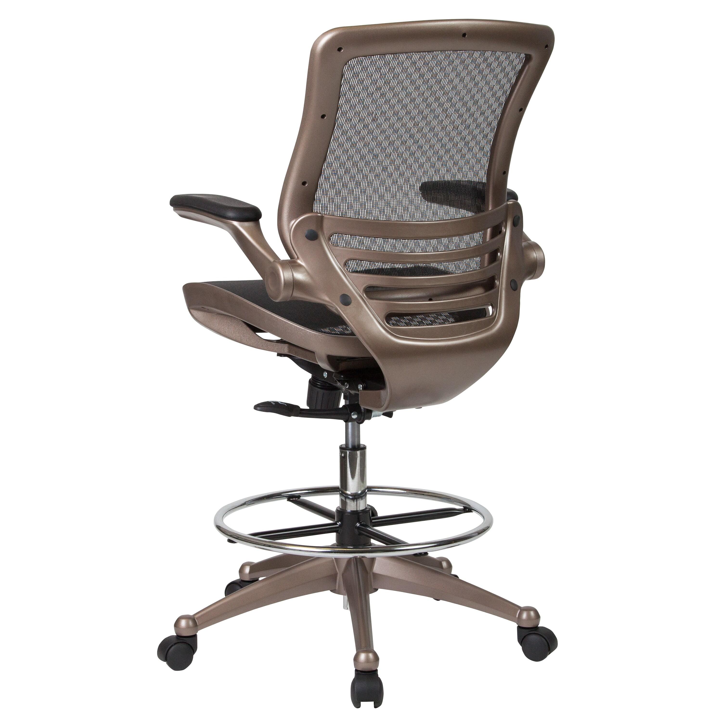 Flash Furniture Mignone Mid-Back Transparent Mesh Office Chair with Flip-Up Arms