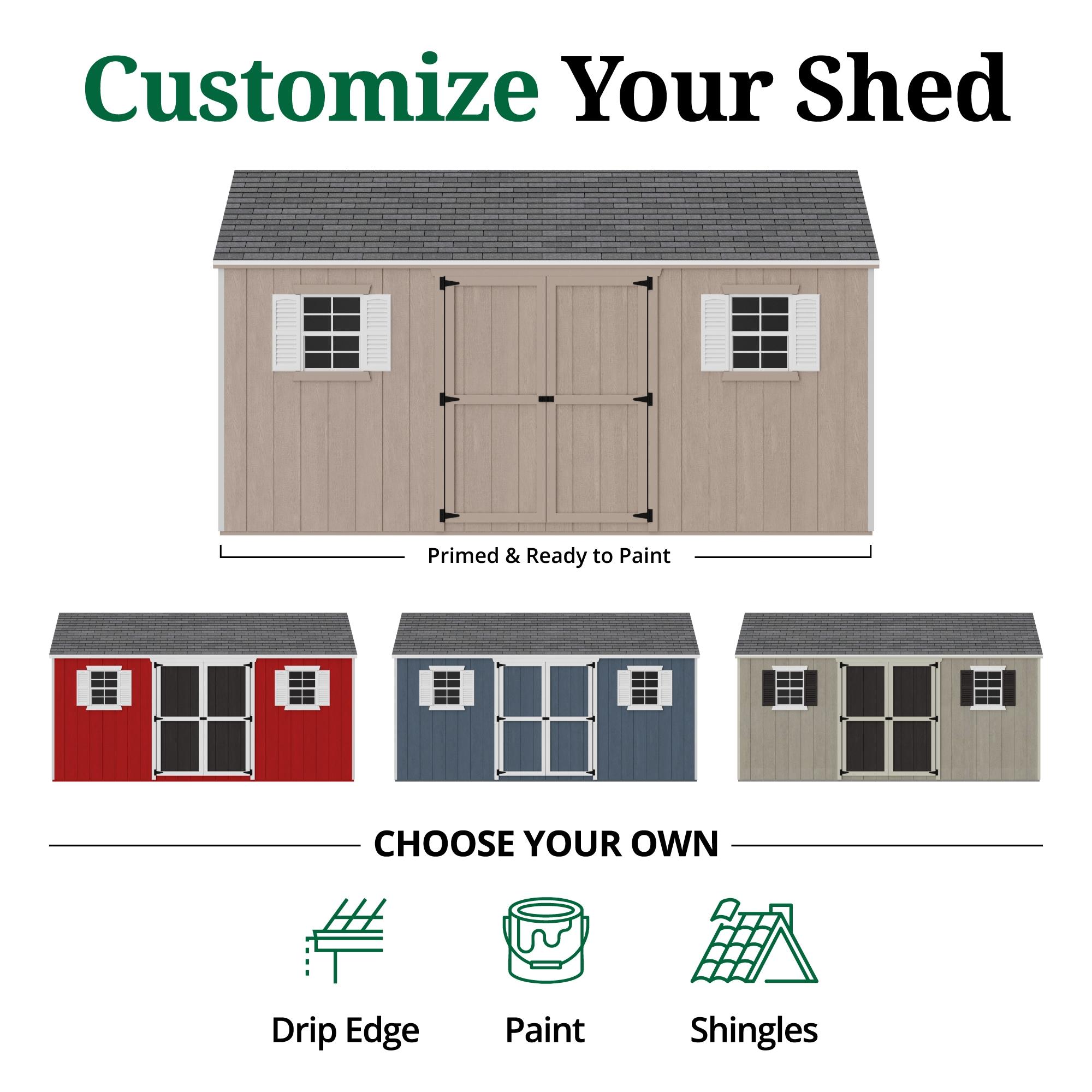 Little Cottage Co. 12x16 Value Workshop Shed with Operable Windows, Outdoor Wood Storage Do-It-Yourself Precut Kit