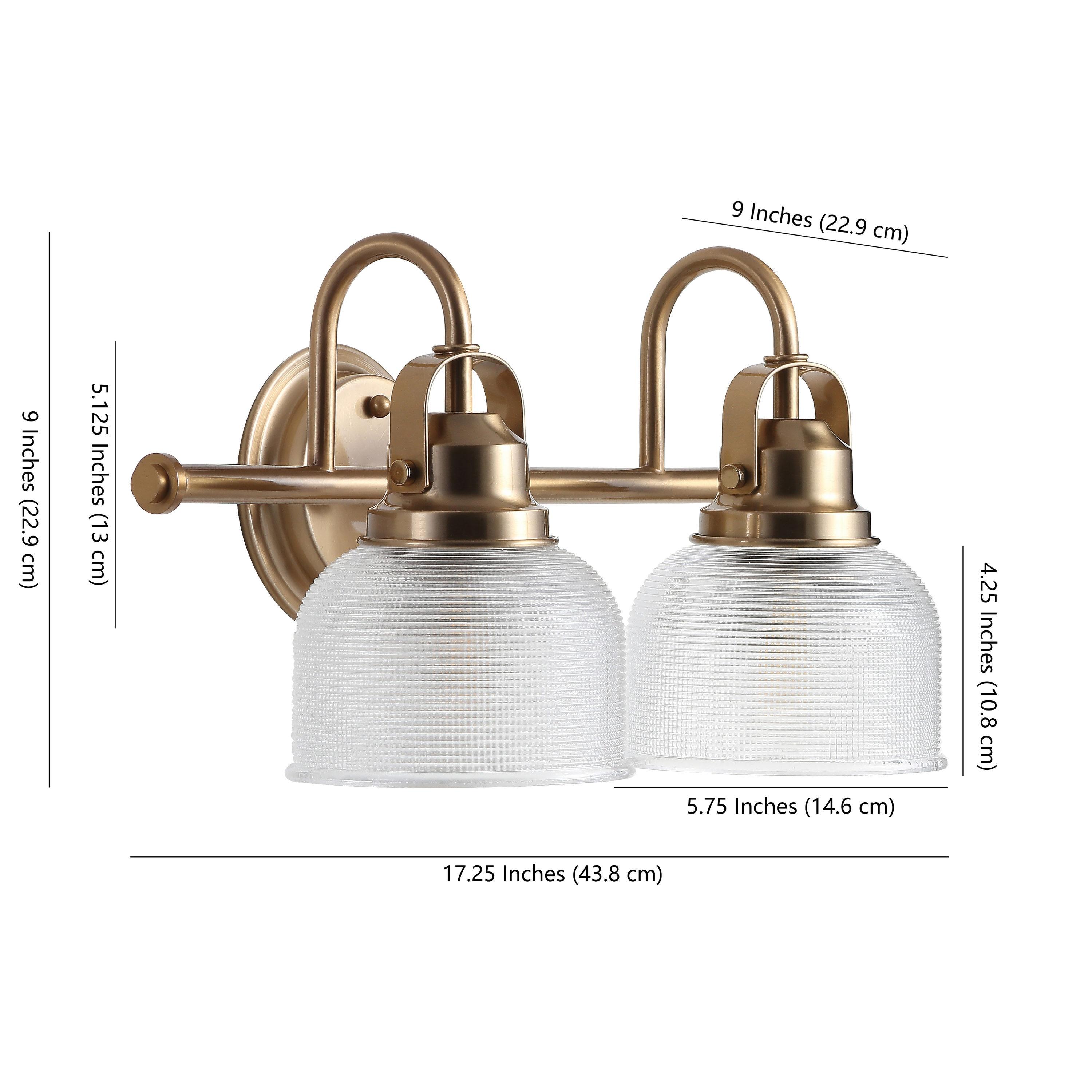 17.25" LED 2-Light Metal/Glass Virginia Pendent Brass/Gold - JONATHAN Y: ETL Listed, Bathroom Fixture, Bright Light