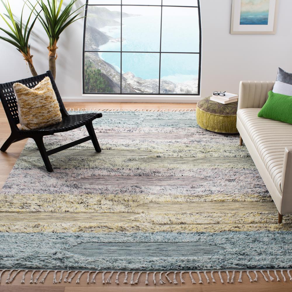 Casablanca CSB555 Hand Woven Wool Area Rug - Turquoise/Pink- 4' X 6' - Safavieh.