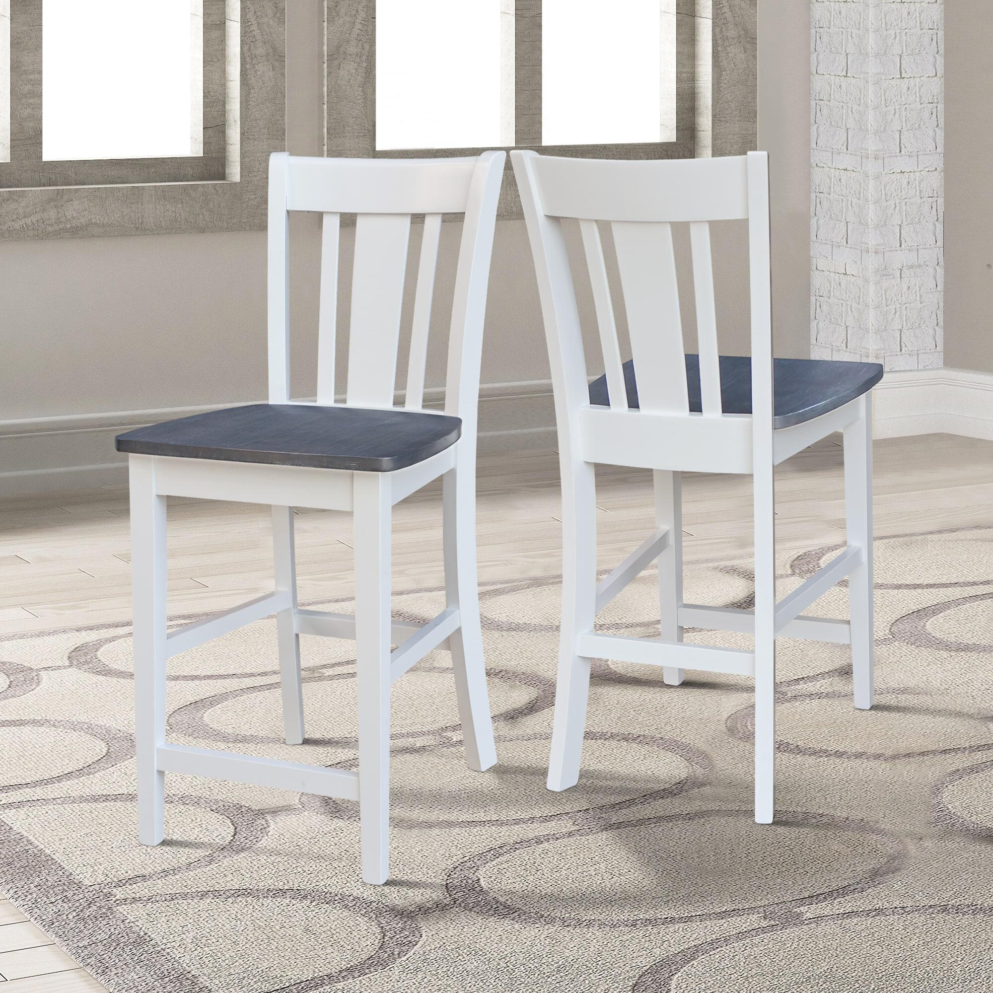 24" San Remo Counter Height Barstool White - International Concepts: Hardwood Frame, Armless Design, Fixed Seat