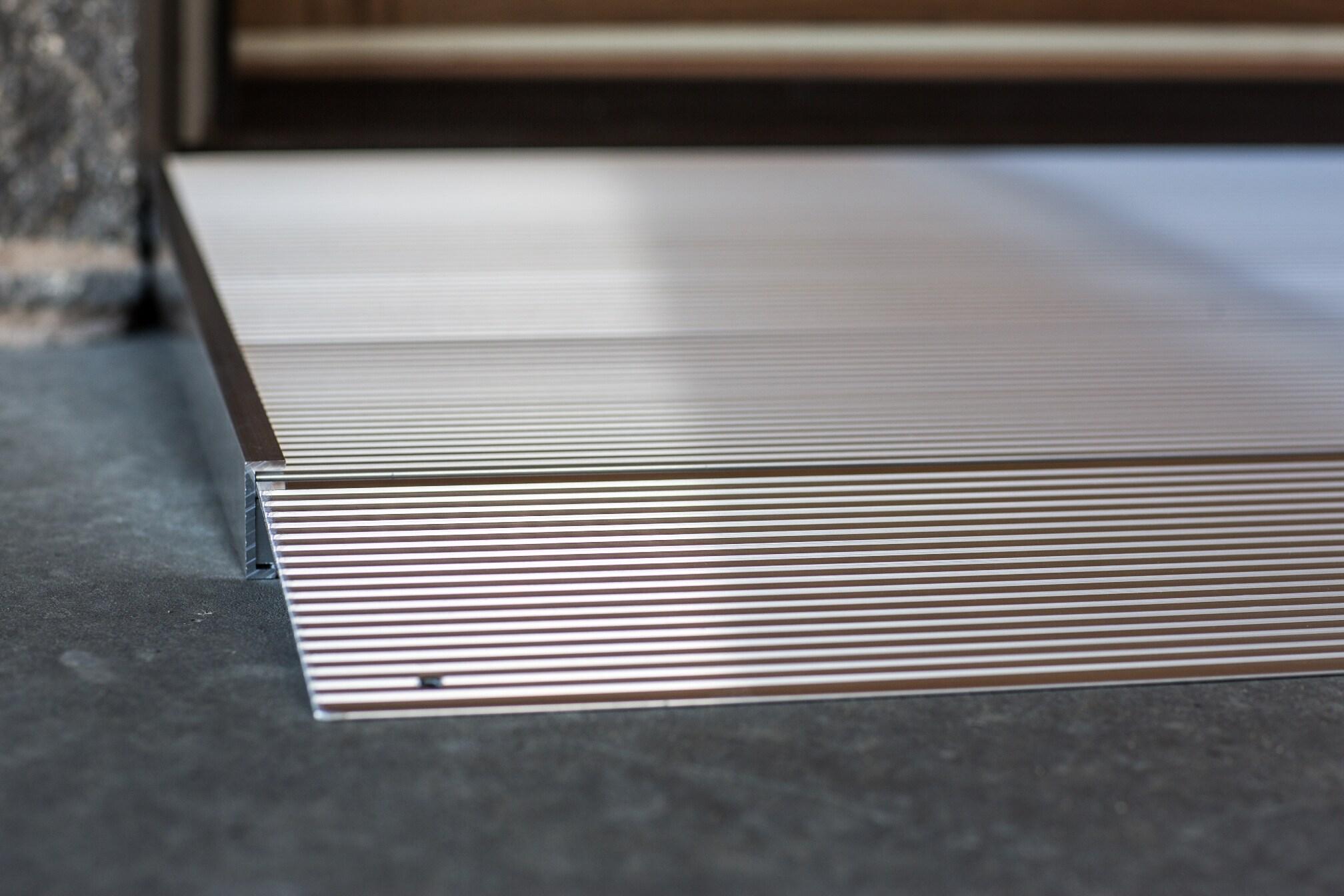 EZ-ACCESS TRANSITIONS 24 Inch Portable Self Supporting Aluminum Angled Entry Threshold Ramp Ideal for Uneven Surfaces or Single Step Rises