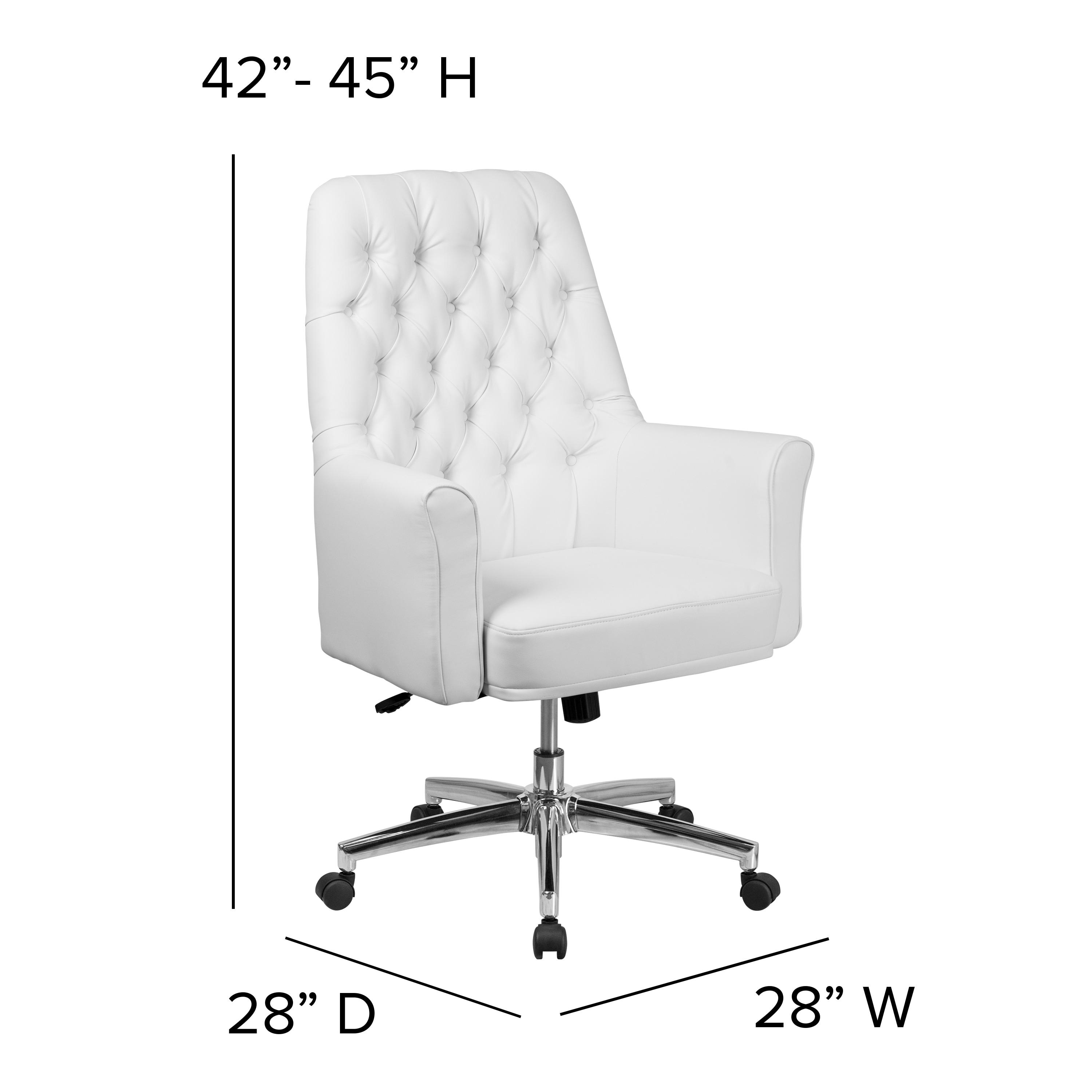 Flash Furniture Hansel Mid-Back Traditional Tufted White LeatherSoft Executive Swivel Office Chair with Arms