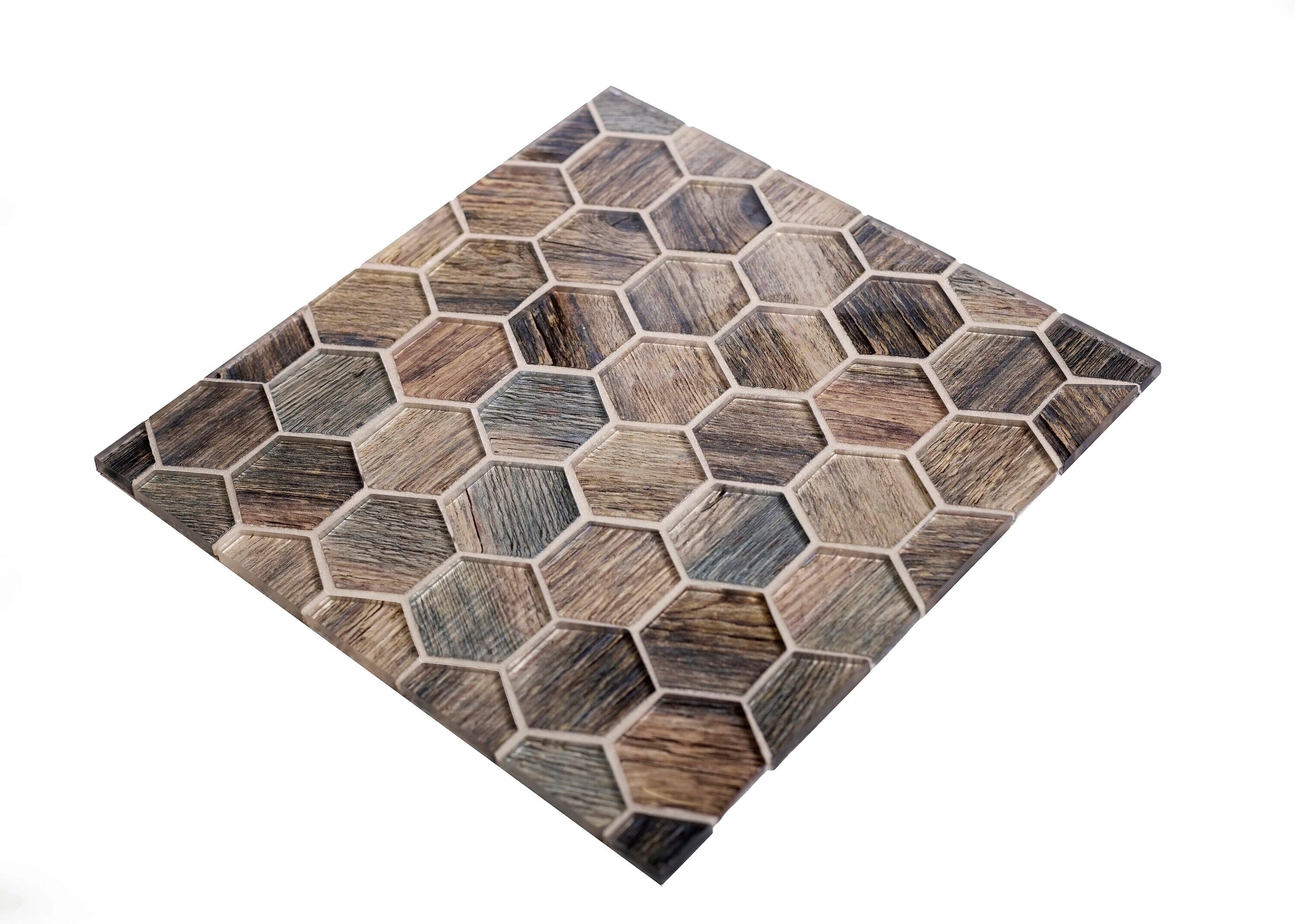 12" x 12" Glass Wood Look Mosaic Wall & Floor Tile