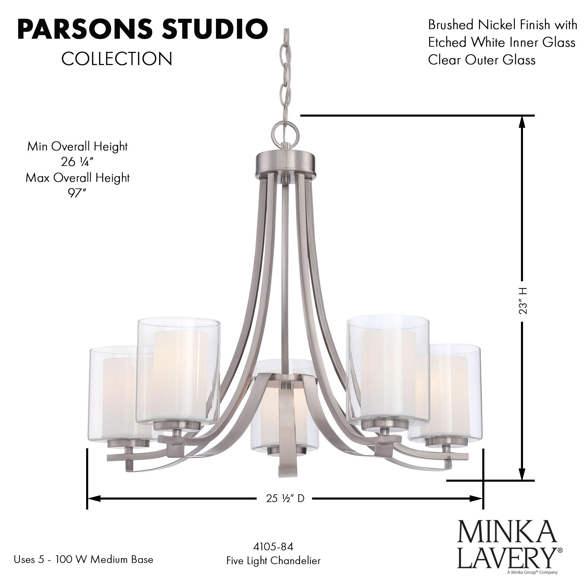 Minka Lavery 4105-84 Parsons Studio 5 Light Chandelier in Brushed Nickel