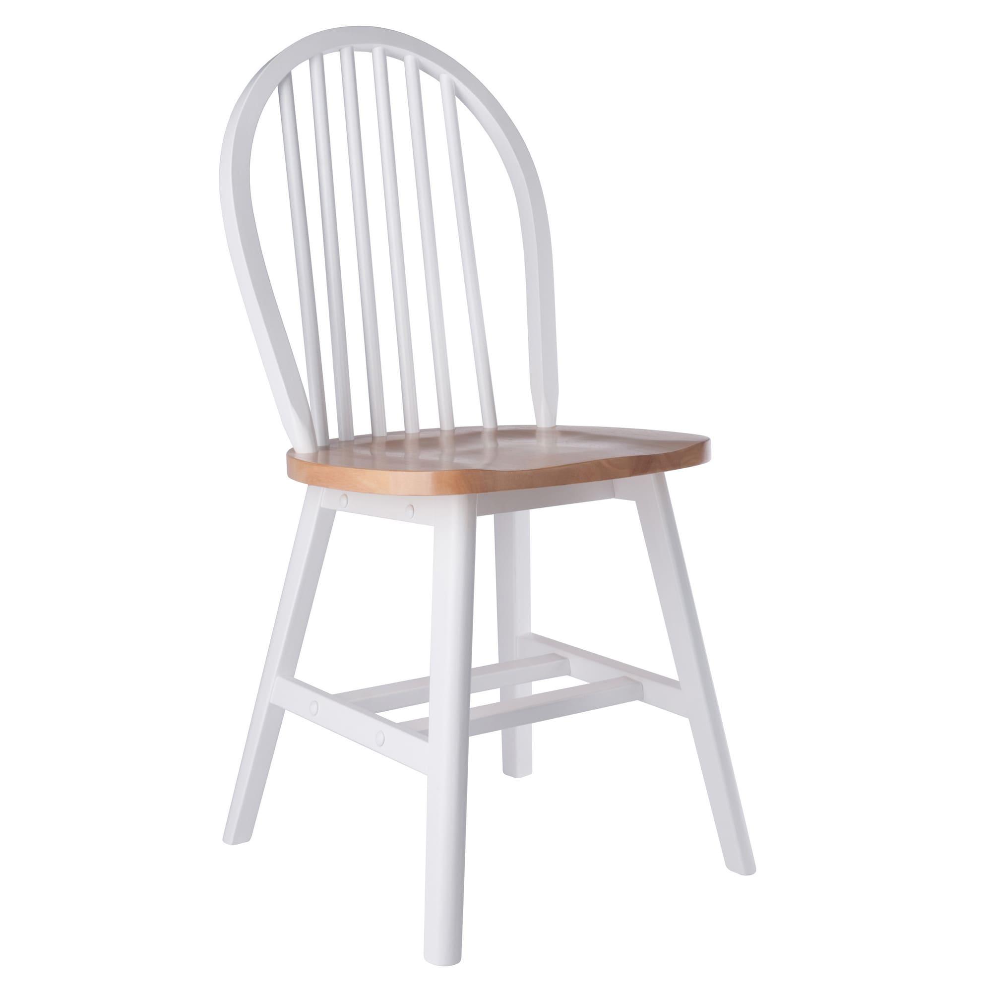 Winsome 2pc Windsor Chair Set Natural/White : Wood Frame, Spot Clean, Transitional Style, No Tools Assembly
