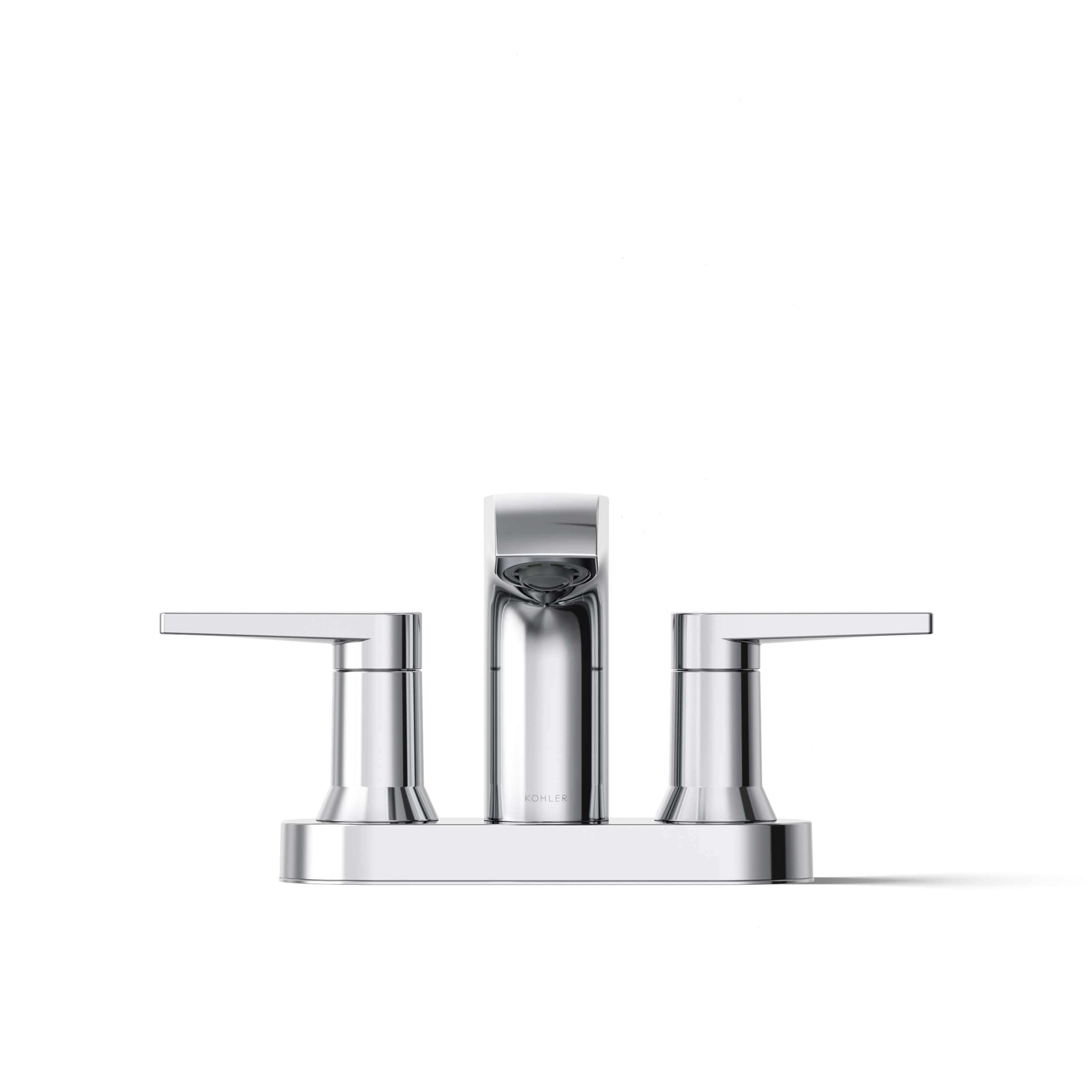 Kohler Hint Centerset 4 inch Bathroom Faucet with Pop-Up Drain Assembly, 2-Handle Bathroom Sink Faucet, 1.2 gpm